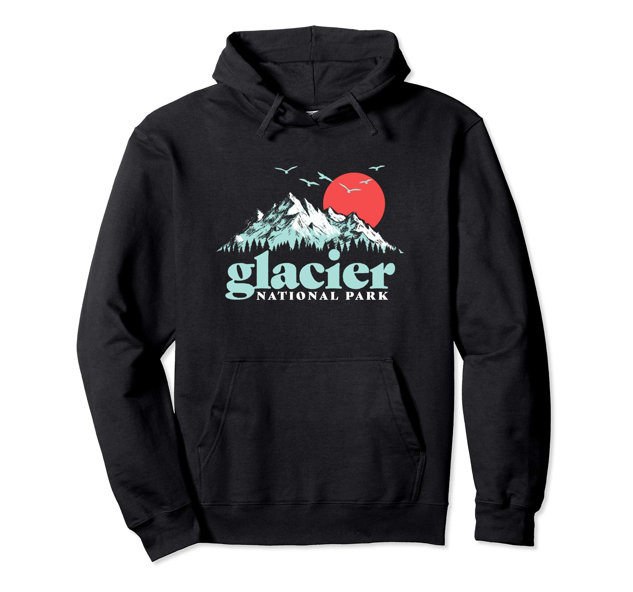 Glacier National Park 80S Mountains Hoodie - Graphic Print for Adults - T-Shirt, Sweatshirt, Hoodie