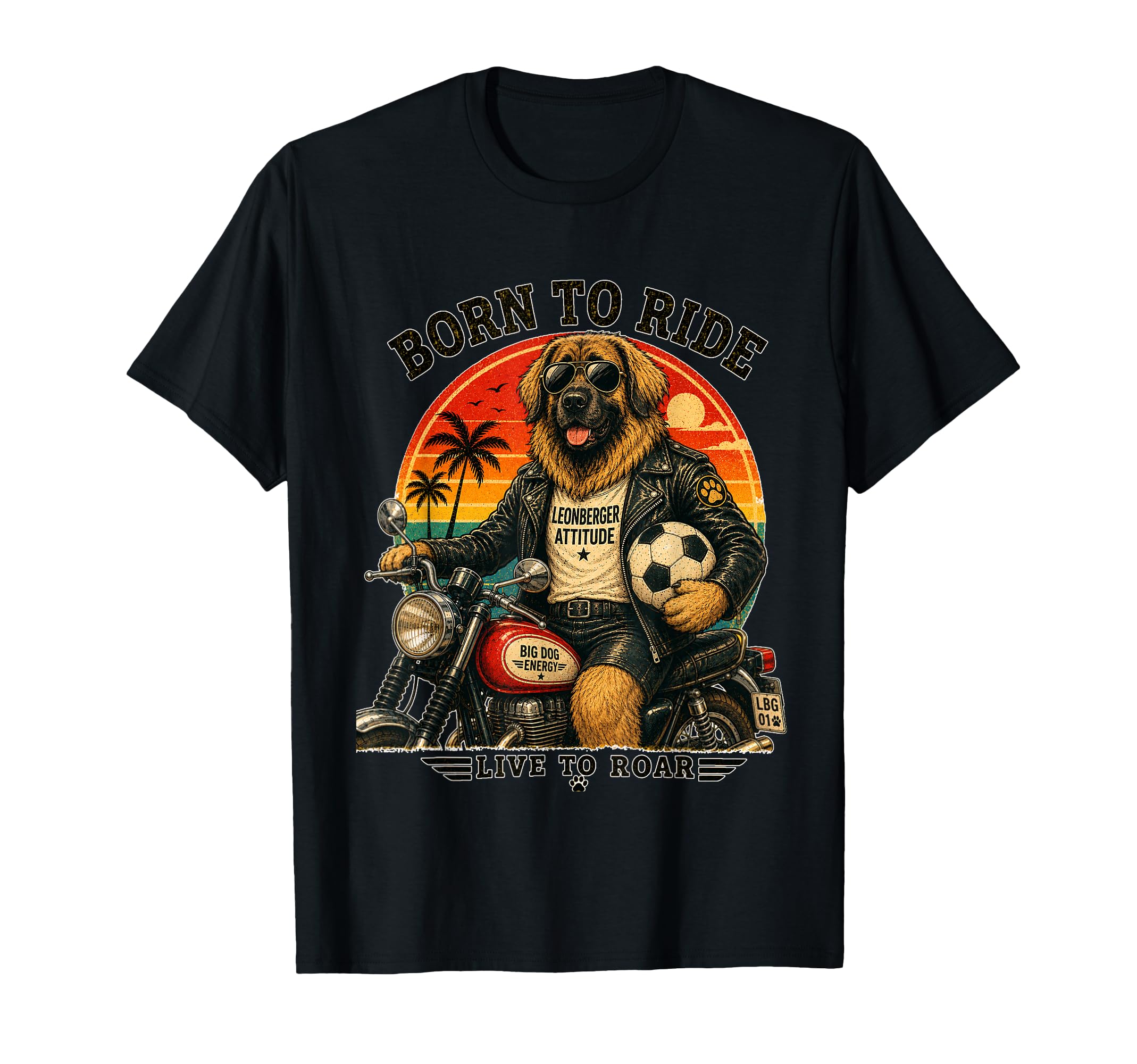 Leonberger Motorbike Love Footbal T-Shirt - Custom Art Print for Adults - T-Shirt, Sweatshirt, Hoodie
