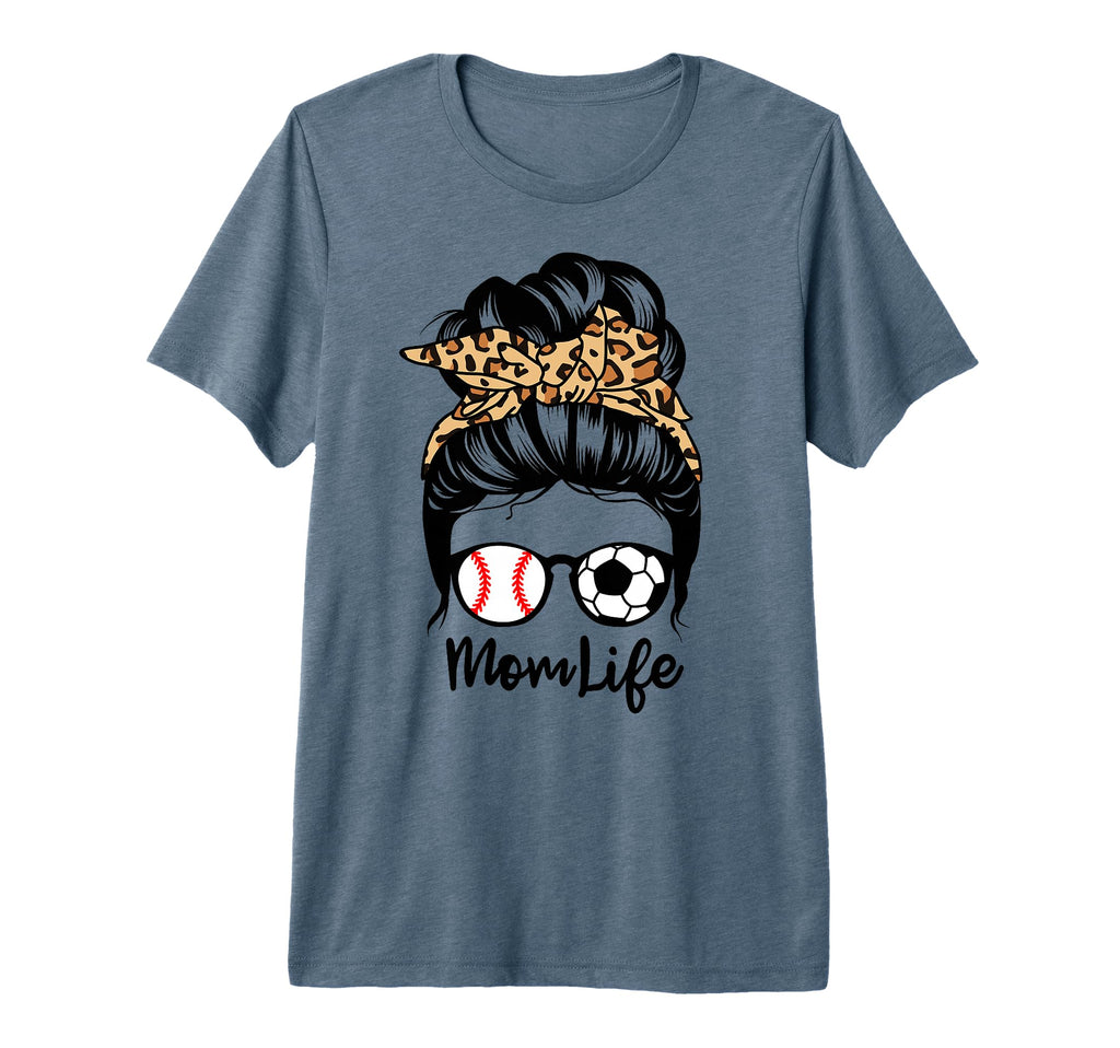Mom Life Messy Bun Hair Funny Soccer T-Shirt - Aesthetic Graphic Unisex - T-Shirt, Sweatshirt, Hoodie