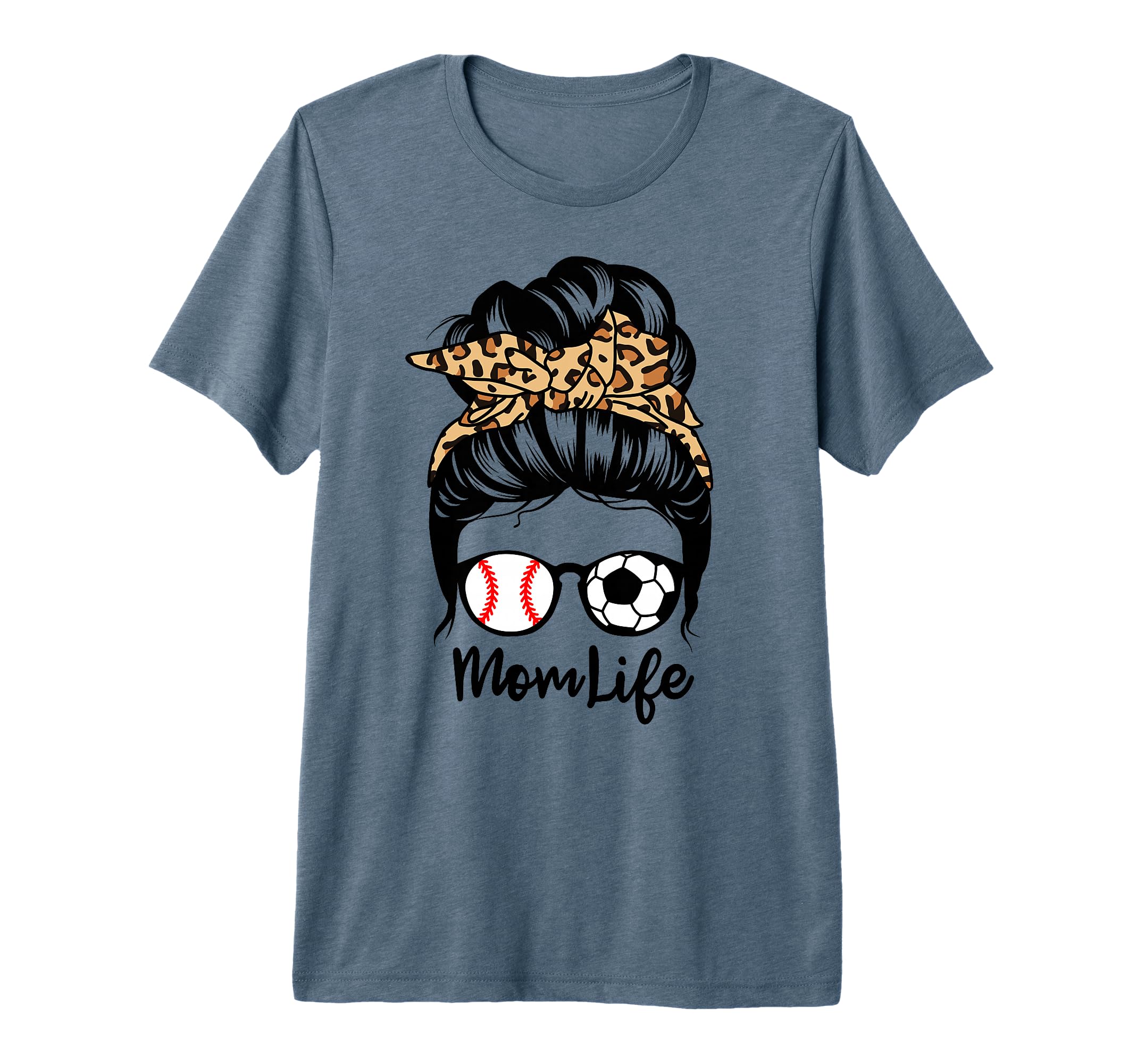 Mom Life Messy Bun Hair Funny Soccer T-Shirt - Aesthetic Graphic Unisex - T-Shirt, Sweatshirt, Hoodie