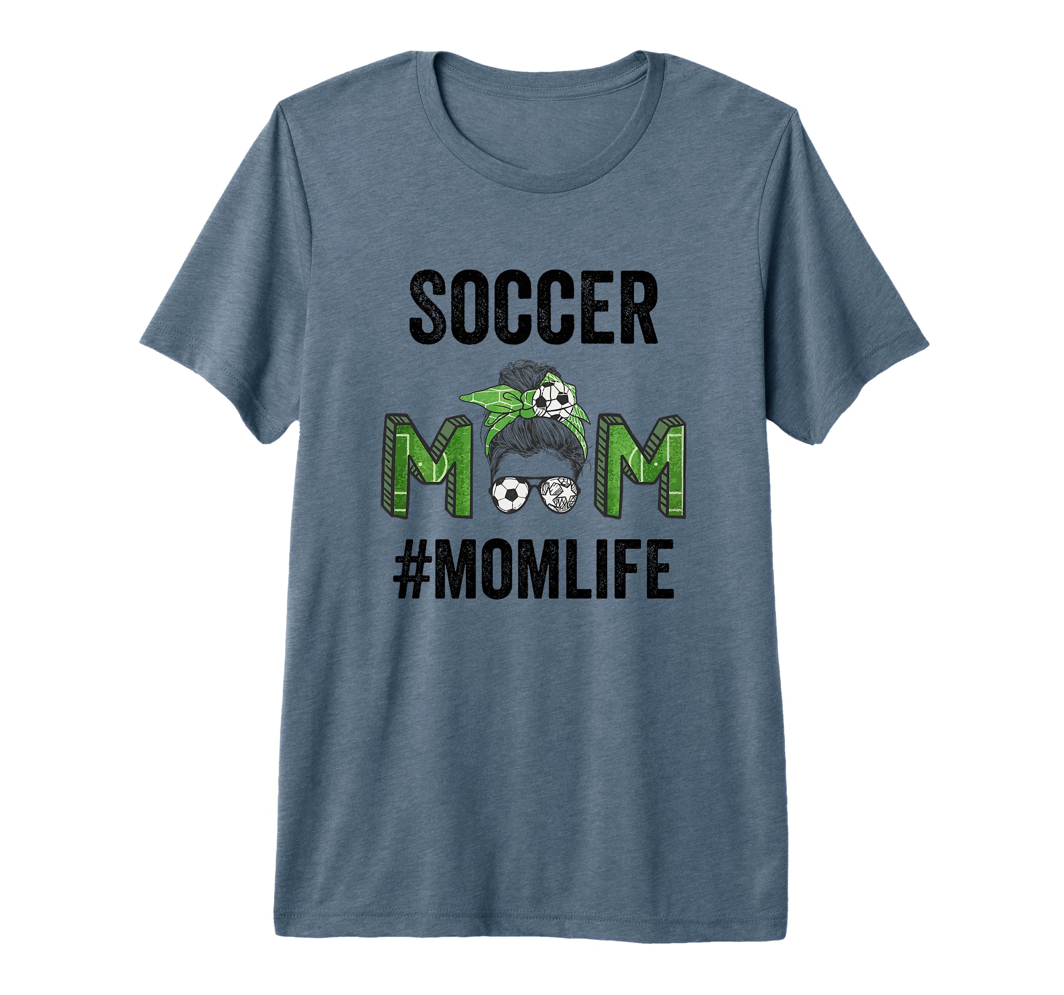 Soccer Mom Life Messy Bun Mothers T-Shirt - Custom Art Print for Adults - T-Shirt, Sweatshirt, Hoodie