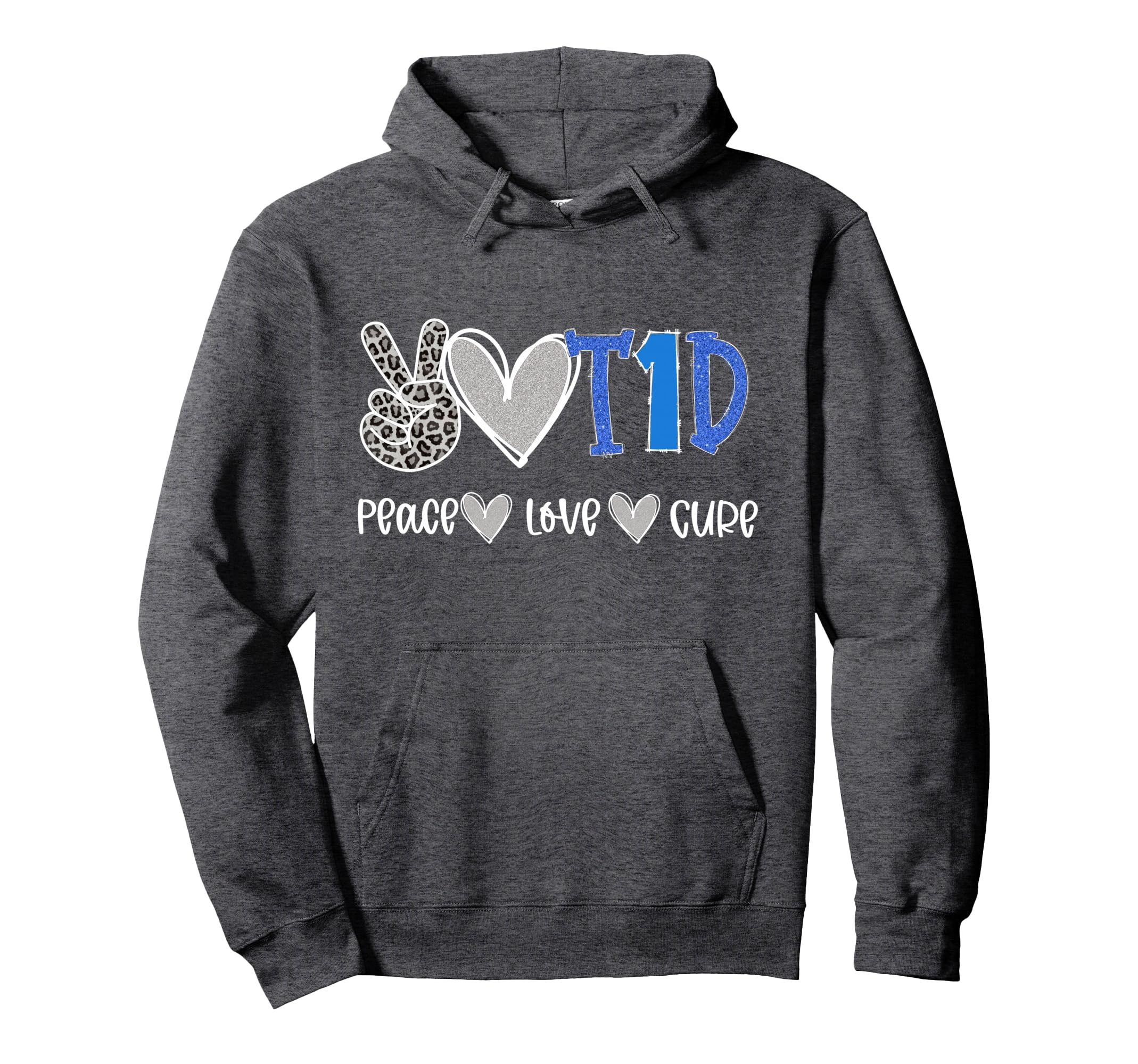 Peace Love Cure Type One Diabetes Hoodie - Unique Graphic for Adults - T-Shirt, Sweatshirt, Hoodie