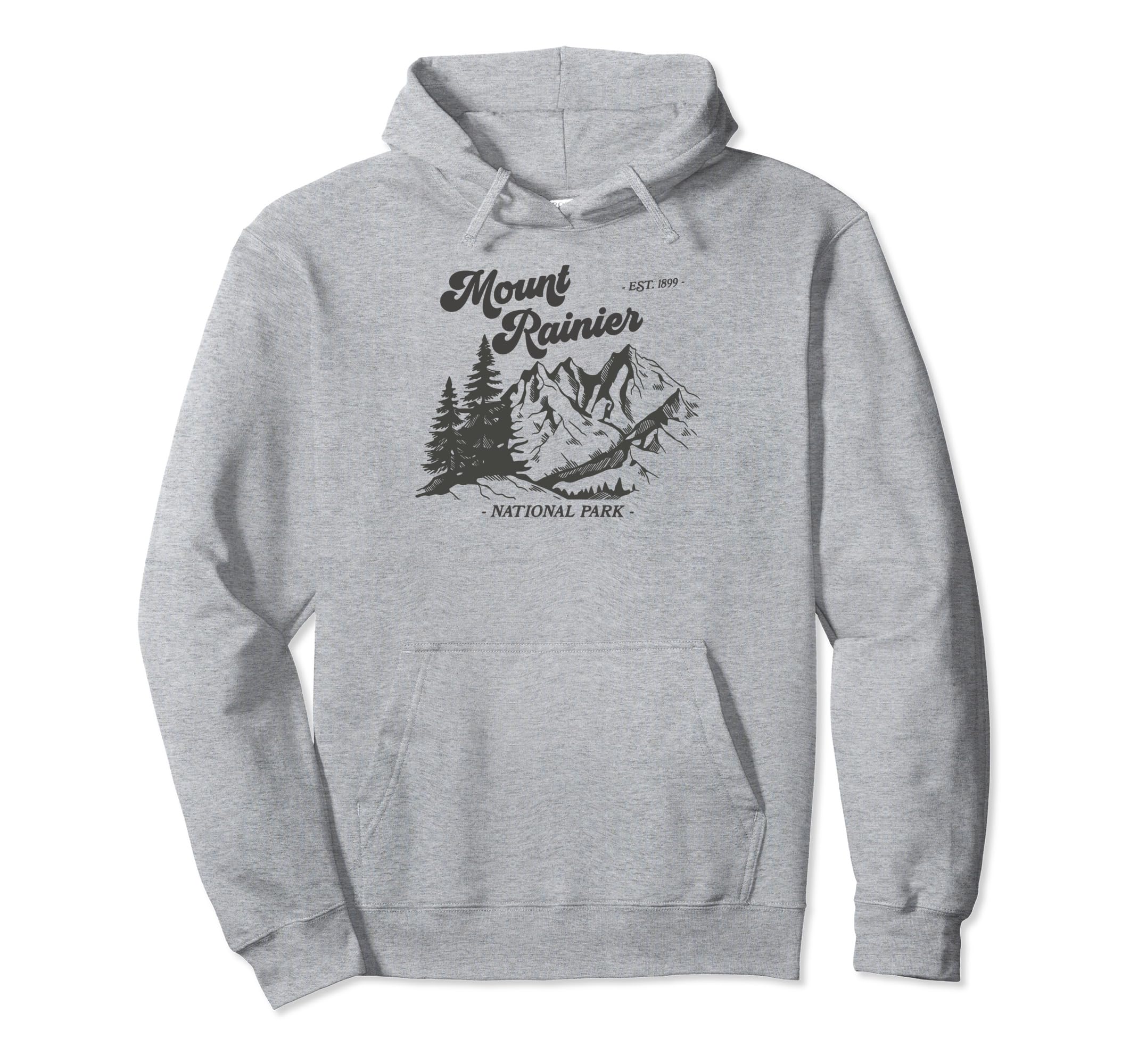 Mount Rainier Mountains Sun 80S Hoodie - Fun Novelty Design for Adults - T-Shirt, Sweatshirt, Hoodie
