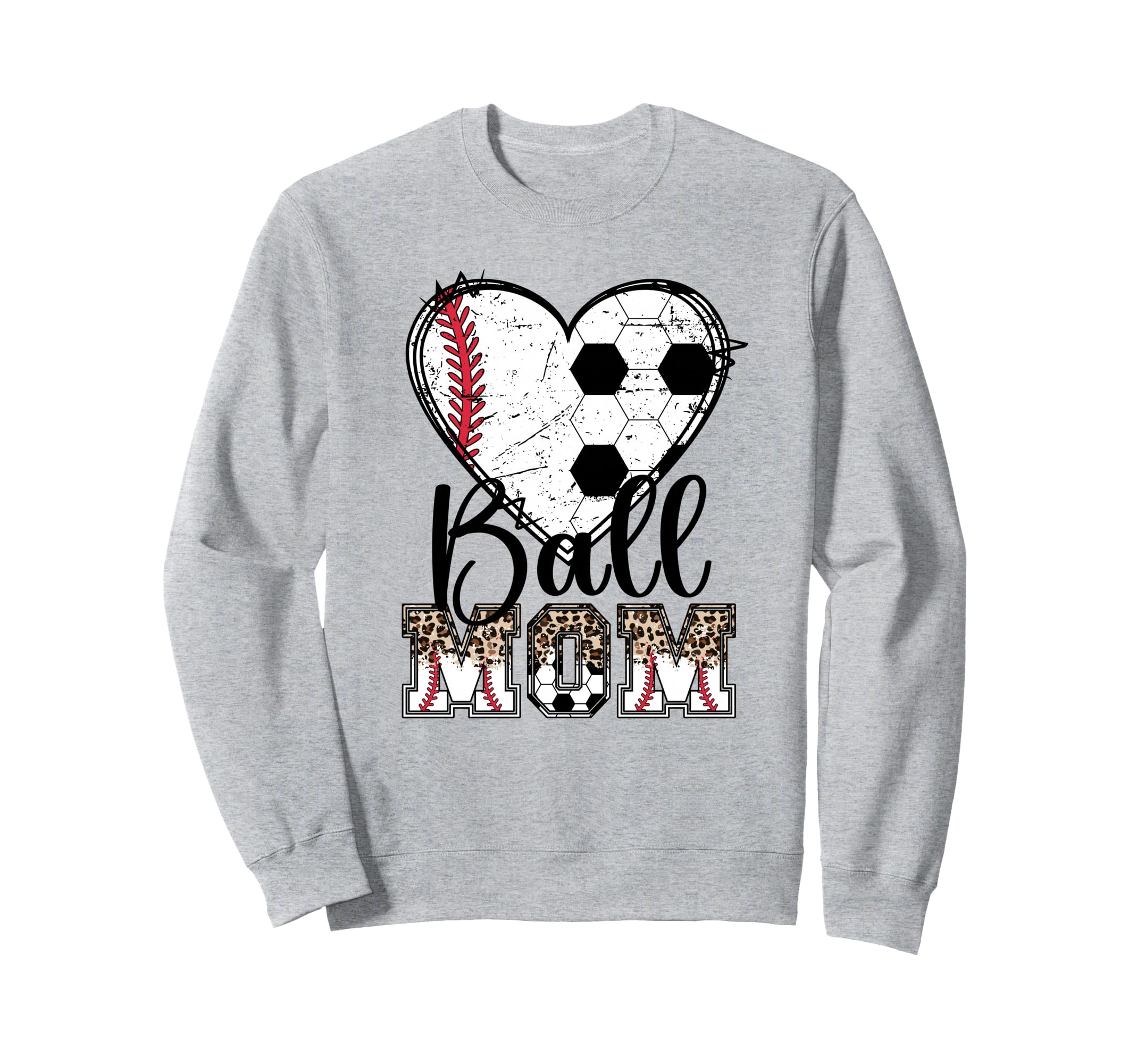 Ball Mom Heart Soccer Baseball Mom Sweatshirt - Minimalist Print for Adults - T-Shirt, Sweatshirt, Hoodie