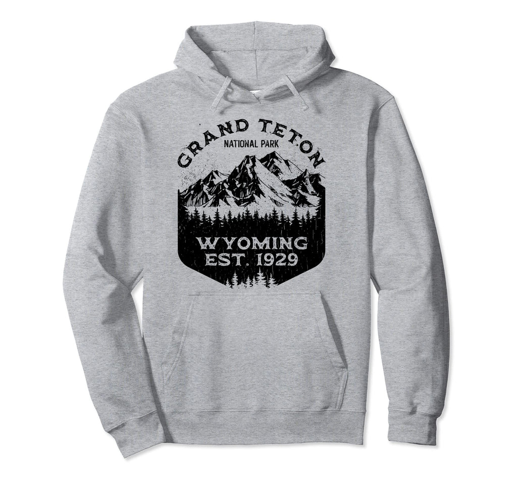 Grand Teton Wyoming Badge Fishing Hoodie - Unique Graphic Men Women - T-Shirt, Sweatshirt, Hoodie