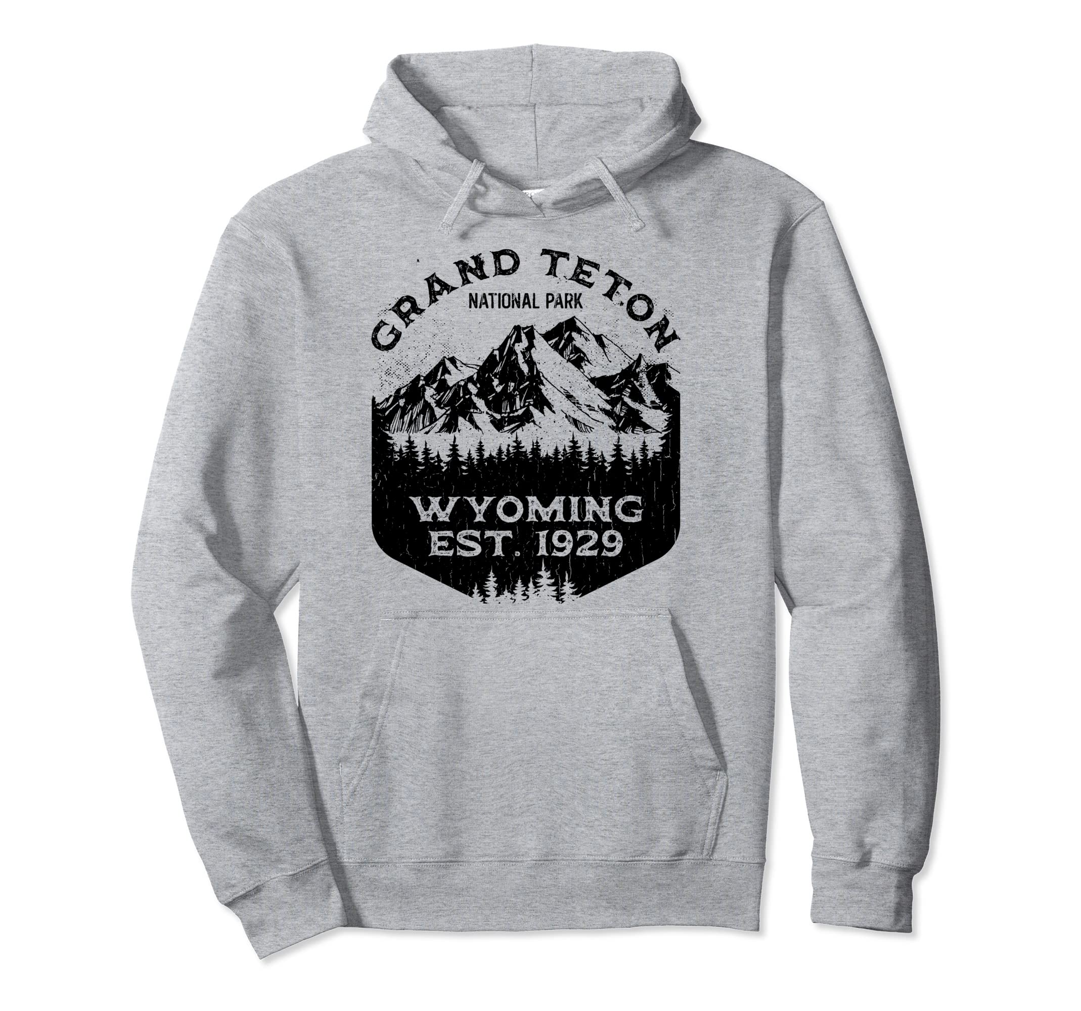Grand Teton Wyoming Badge Fishing Hoodie - Unique Graphic Men Women - T-Shirt, Sweatshirt, Hoodie