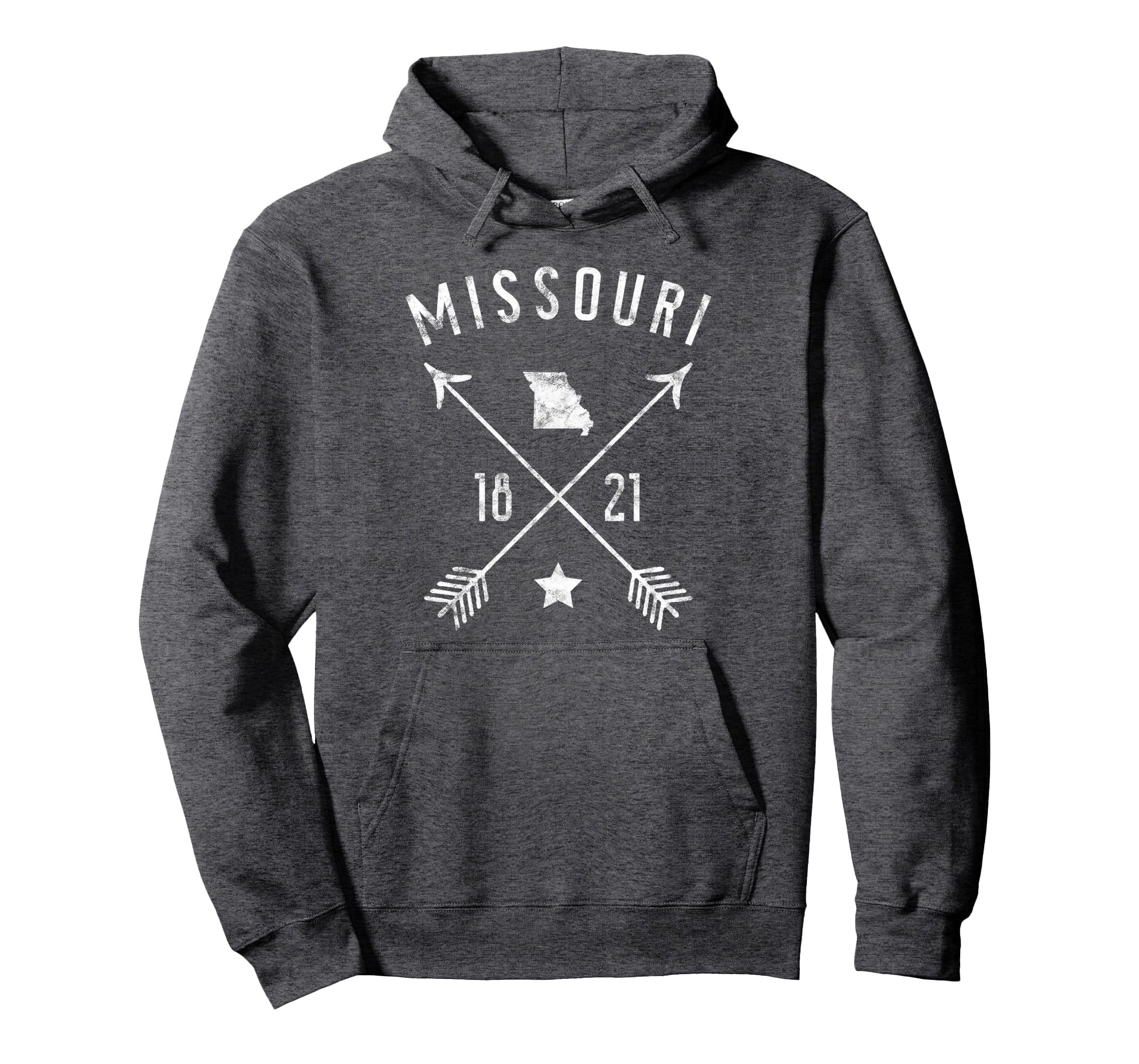 Missouri Home State Map Distressed Hoodie - Fun Novelty Design Men Women - T-Shirt, Sweatshirt, Hoodie