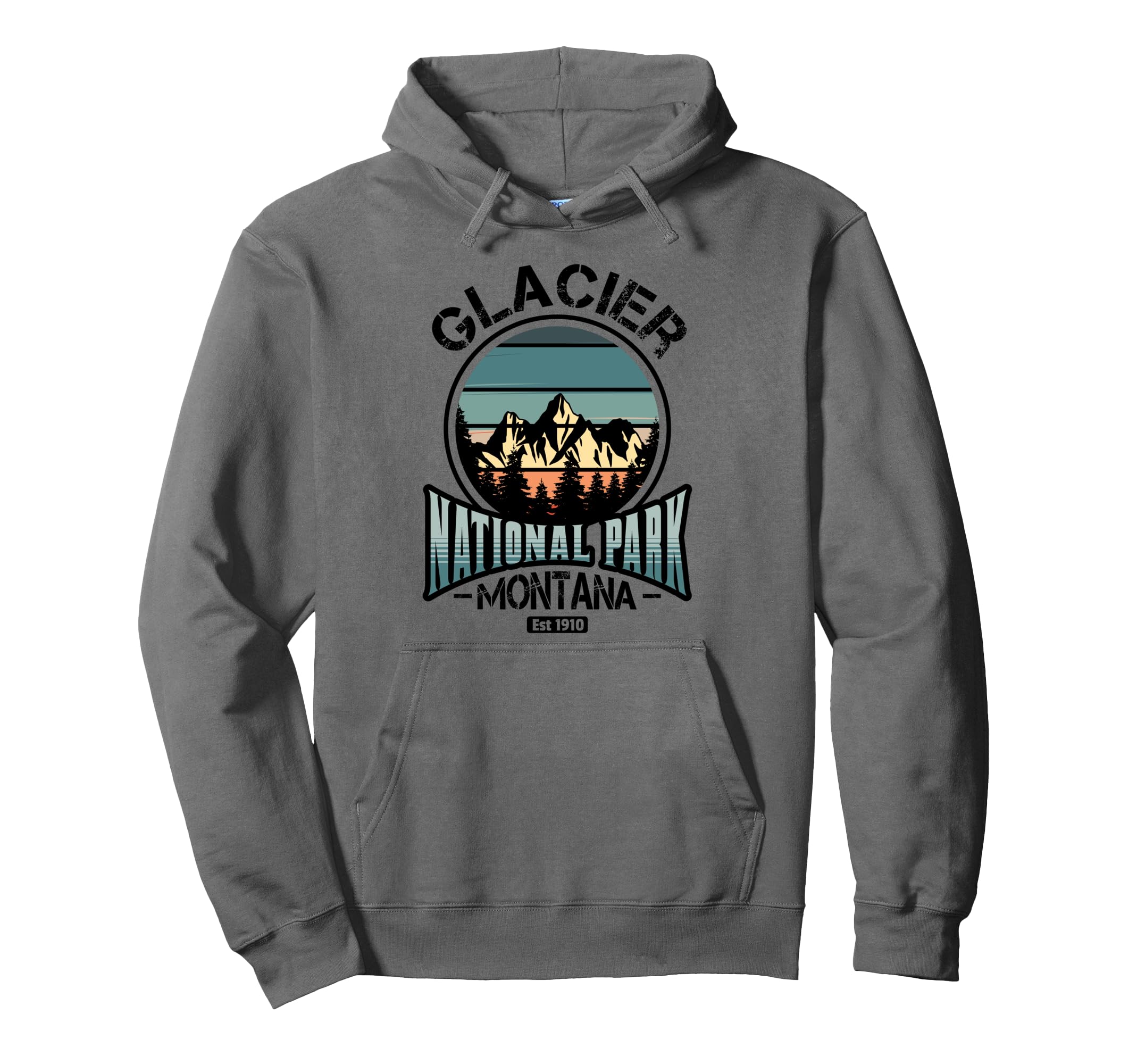 Glacier National Park Montana 1910 Hoodie - Minimalist Print Unisex - T-Shirt, Sweatshirt, Hoodie