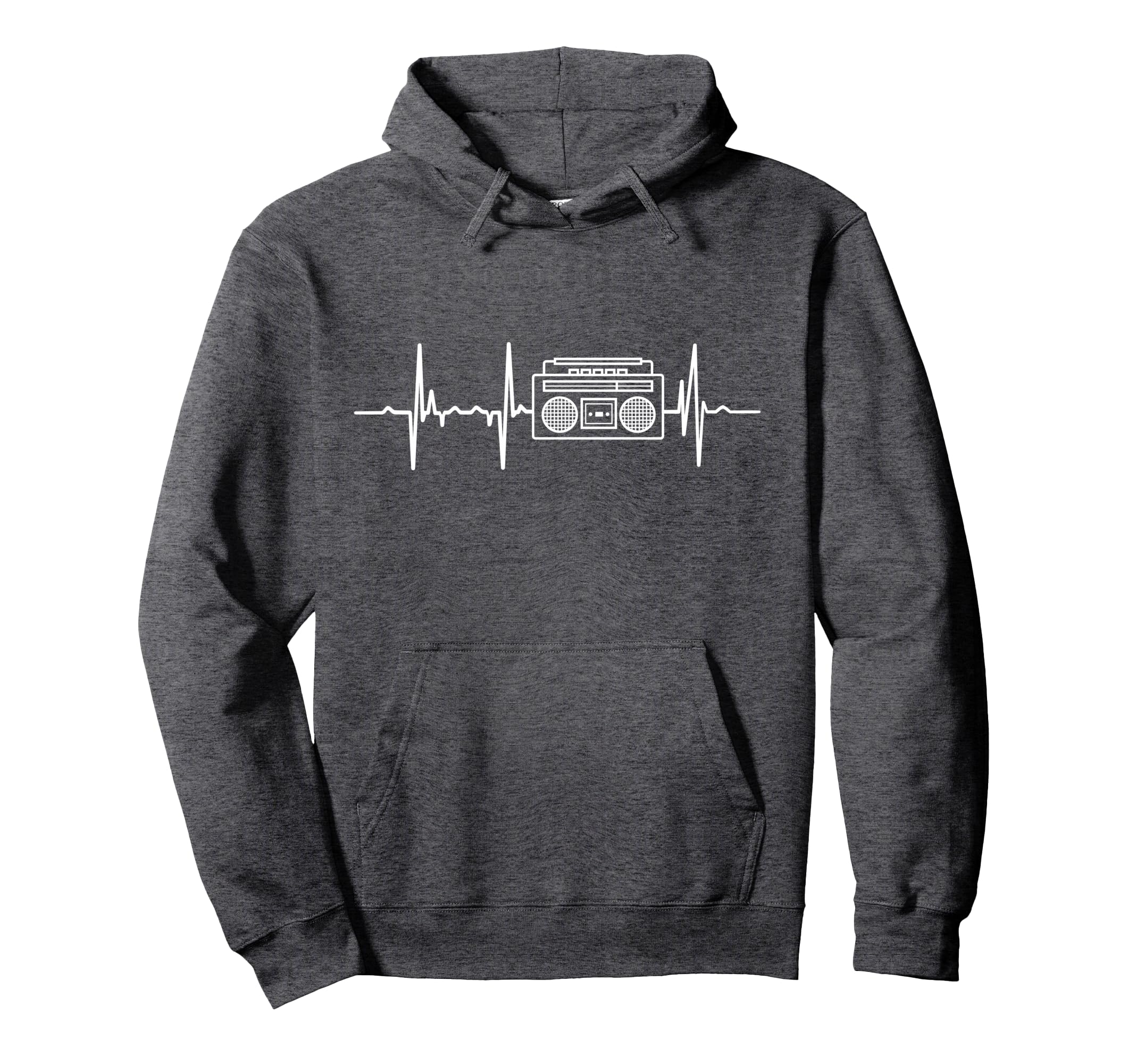 Oldschool Hip Hop Music Heartbeat Hoodie - Minimalist Print Men Women - T-Shirt, Sweatshirt, Hoodie
