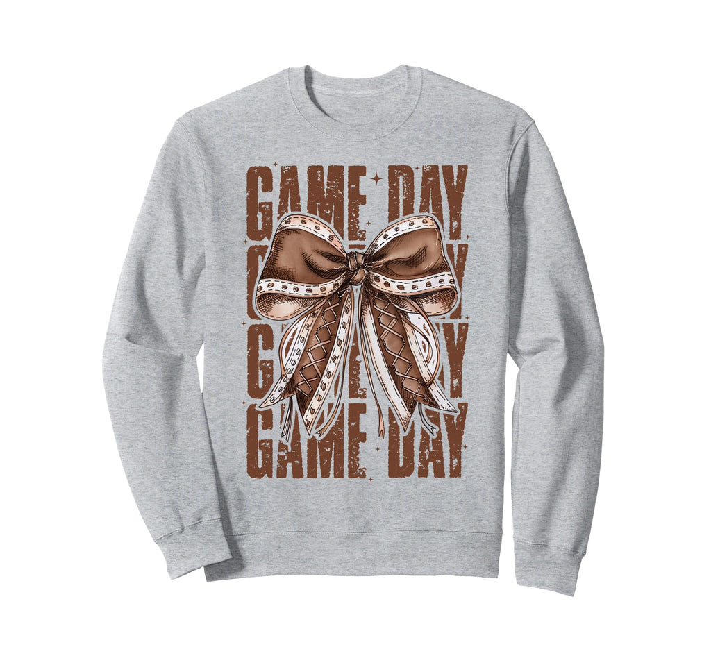 Game Day Football Bow Fall Coquette Sweatshirt - Minimalist Print Unisex - T-Shirt, Sweatshirt, Hoodie