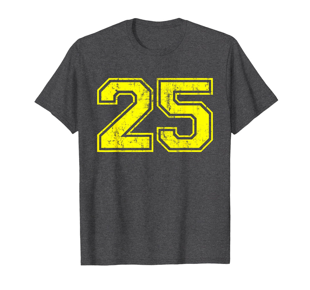 Number 25 Varsity Distressed T-Shirt - Casual Everyday Wear Men Women - T-Shirt, Sweatshirt, Hoodie