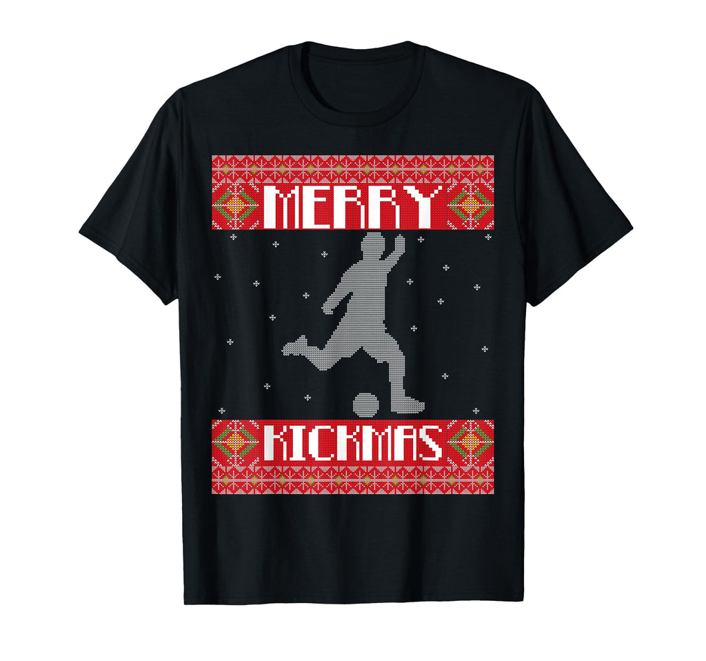 Merry Kickmas Football Player Soccer T-Shirt - Minimalist Print for Adults - T-Shirt, Sweatshirt, Hoodie