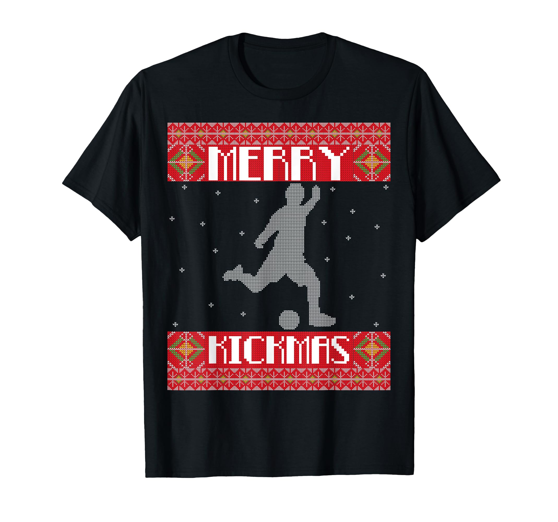 Merry Kickmas Football Player Soccer T-Shirt - Minimalist Print for Adults - T-Shirt, Sweatshirt, Hoodie