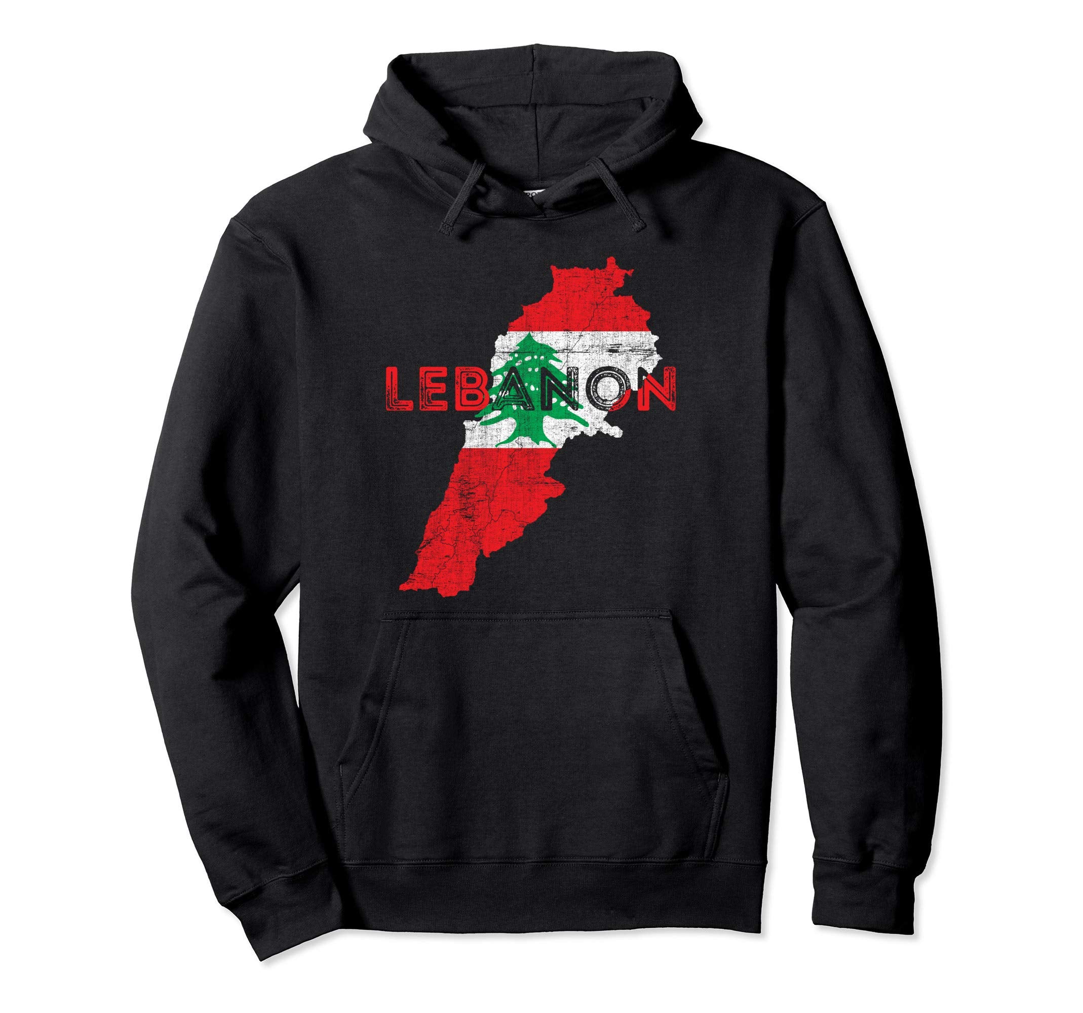 Lebanese Map And Flag Souvenir Hoodie - Novelty Apparel for Adults - T-Shirt, Sweatshirt, Hoodie