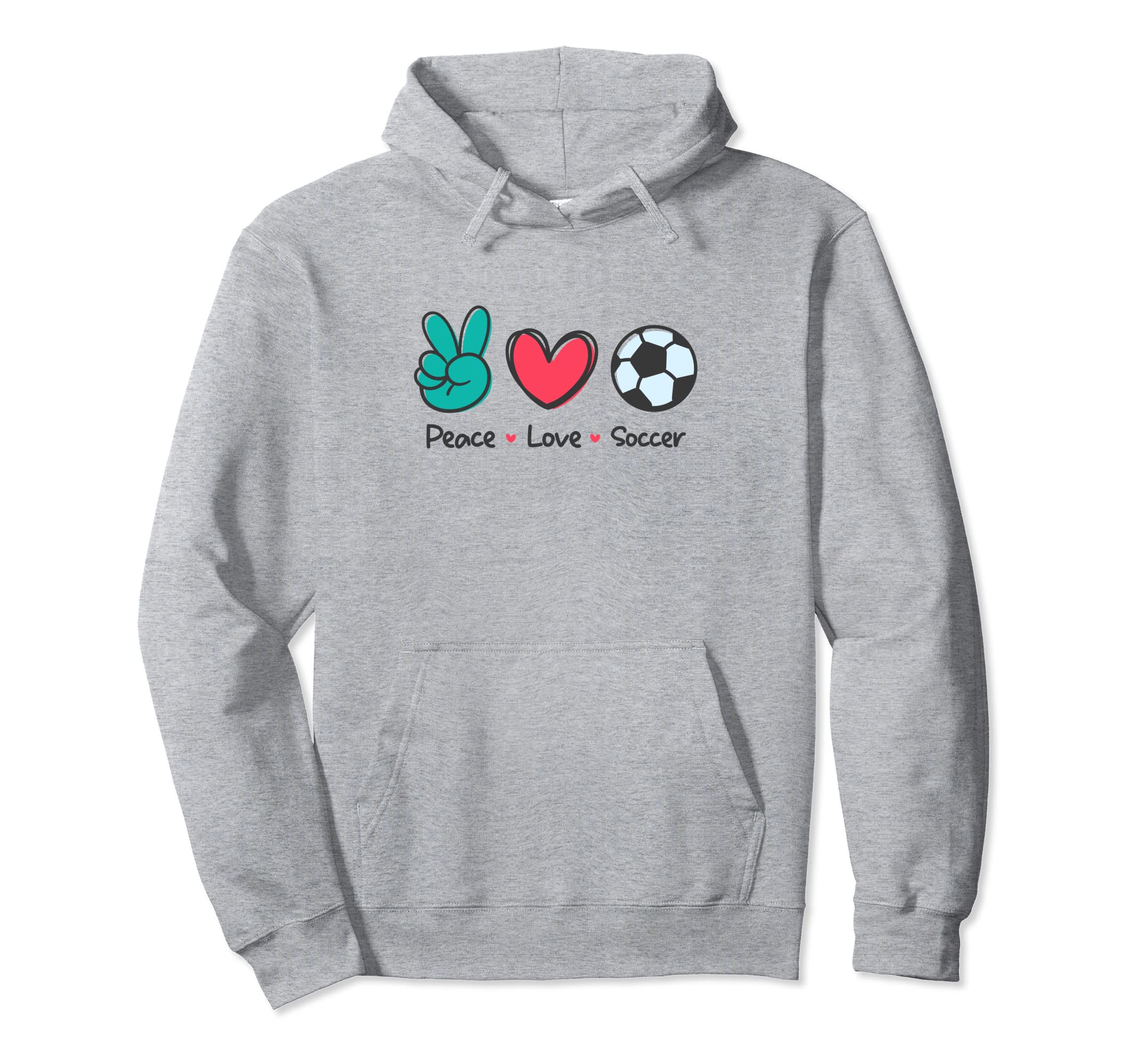 Funny Peace Love Soccer Field Play Hoodie - Fun Novelty Design Men Women - T-Shirt, Sweatshirt, Hoodie