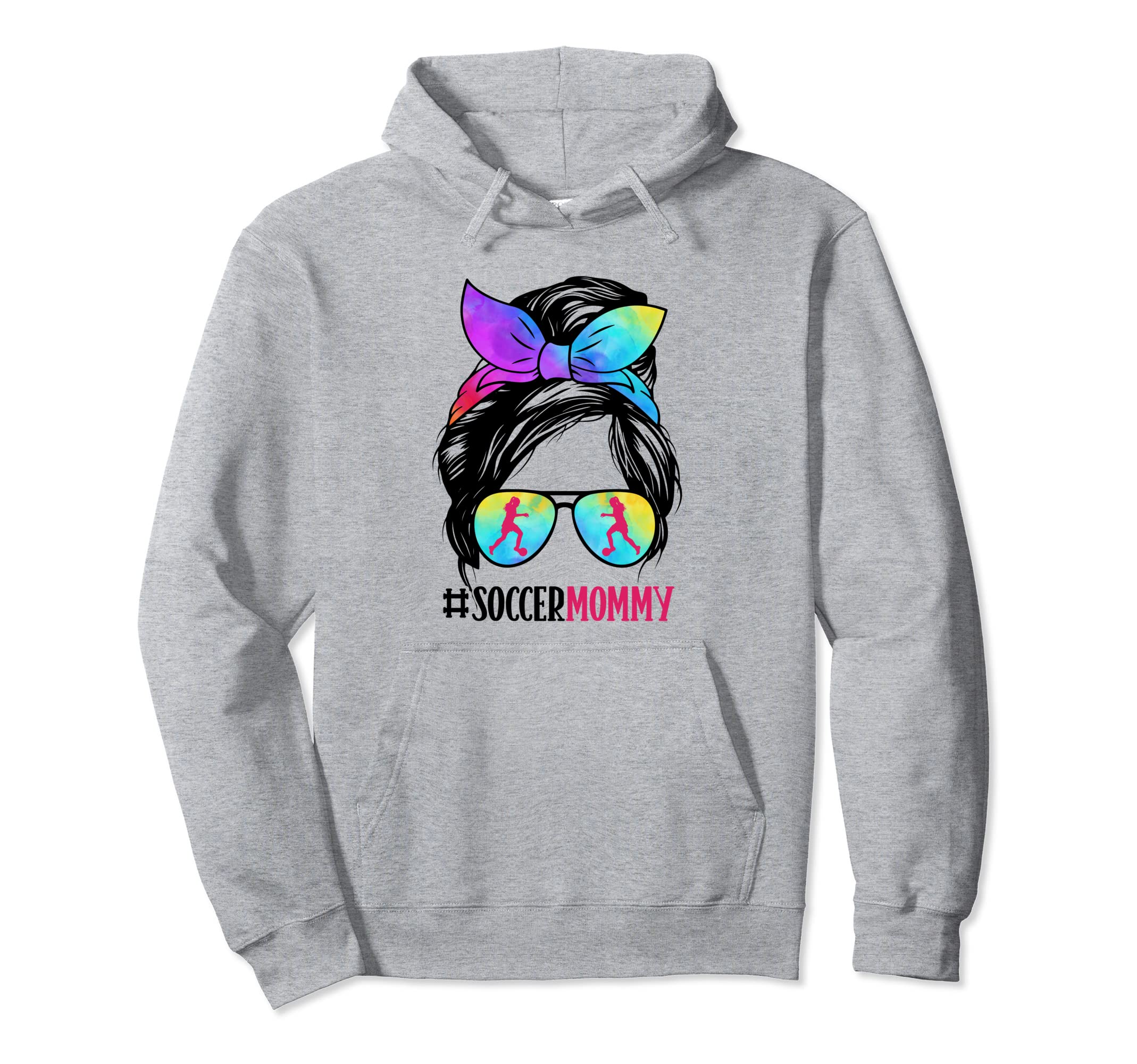 Soccer Mommy Messy Bun Hair Glasses Mom Hoodie - Unique Graphic for Adults - T-Shirt, Sweatshirt, Hoodie
