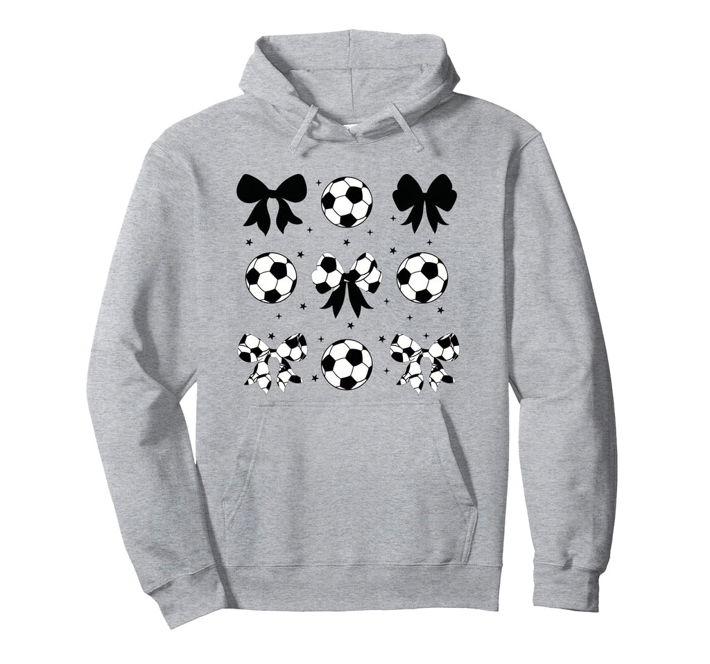 Coquette Soccer Bow Cheer Soccer Mama Hoodie - Novelty Apparel Unisex - T-Shirt, Sweatshirt, Hoodie