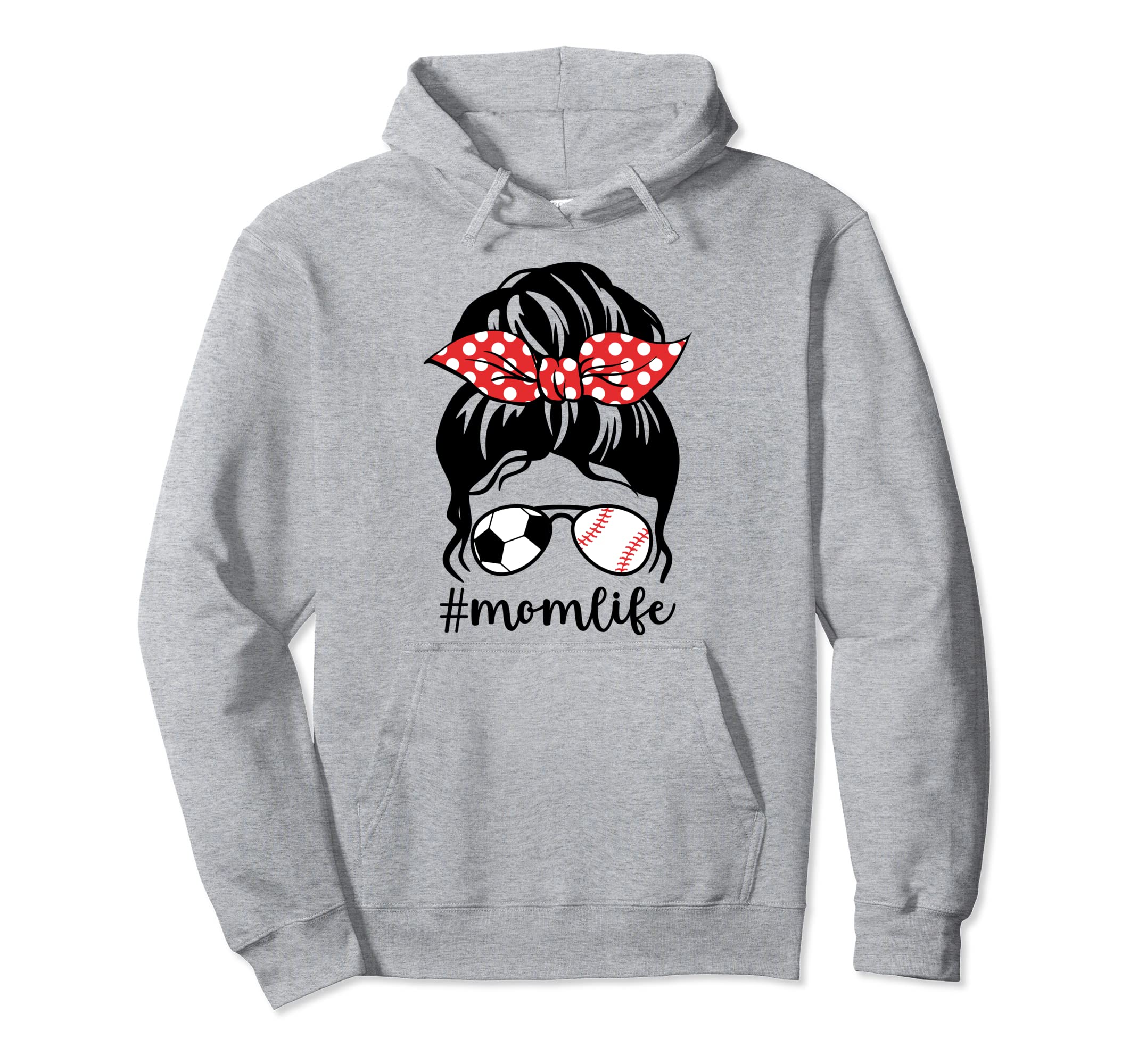 Classy Mom Life Baseball Messy Bun Hoodie - Novelty Apparel for Adults - T-Shirt, Sweatshirt, Hoodie