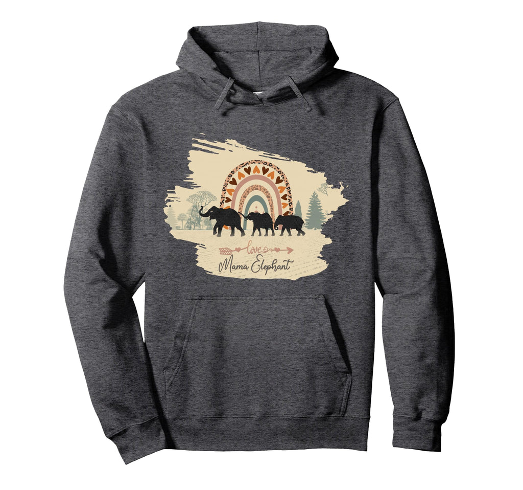 Mama Elephant Two Calve And Rainbow Hoodie - Custom Art Print Men Women - T-Shirt, Sweatshirt, Hoodie