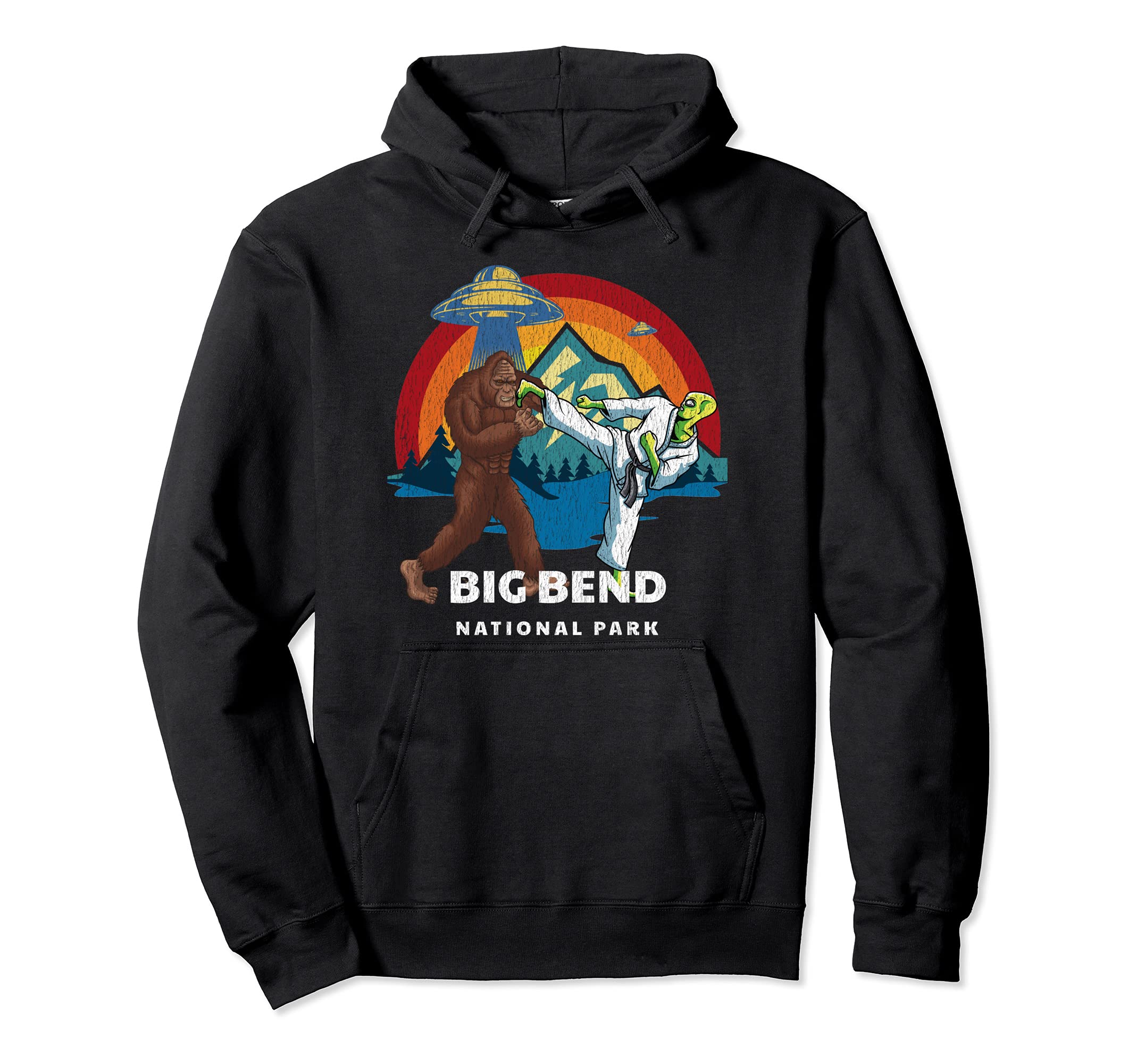 Big Bend National Park Bigfoot Alien Hoodie - Custom Art Print Men Women - T-Shirt, Sweatshirt, Hoodie