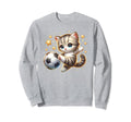 Cat Kitten Soccer Player Kicking Sweatshirt - Aesthetic Graphic Men Women - T-Shirt, Sweatshirt, Hoodie
