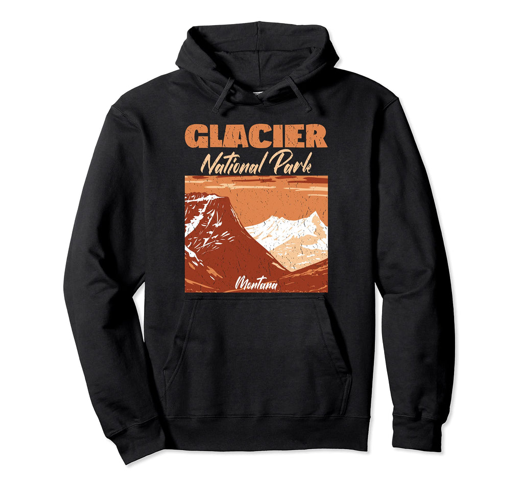 National Park Glacier Montana Mountains Hoodie - Novelty Apparel for Adults - T-Shirt, Sweatshirt, Hoodie