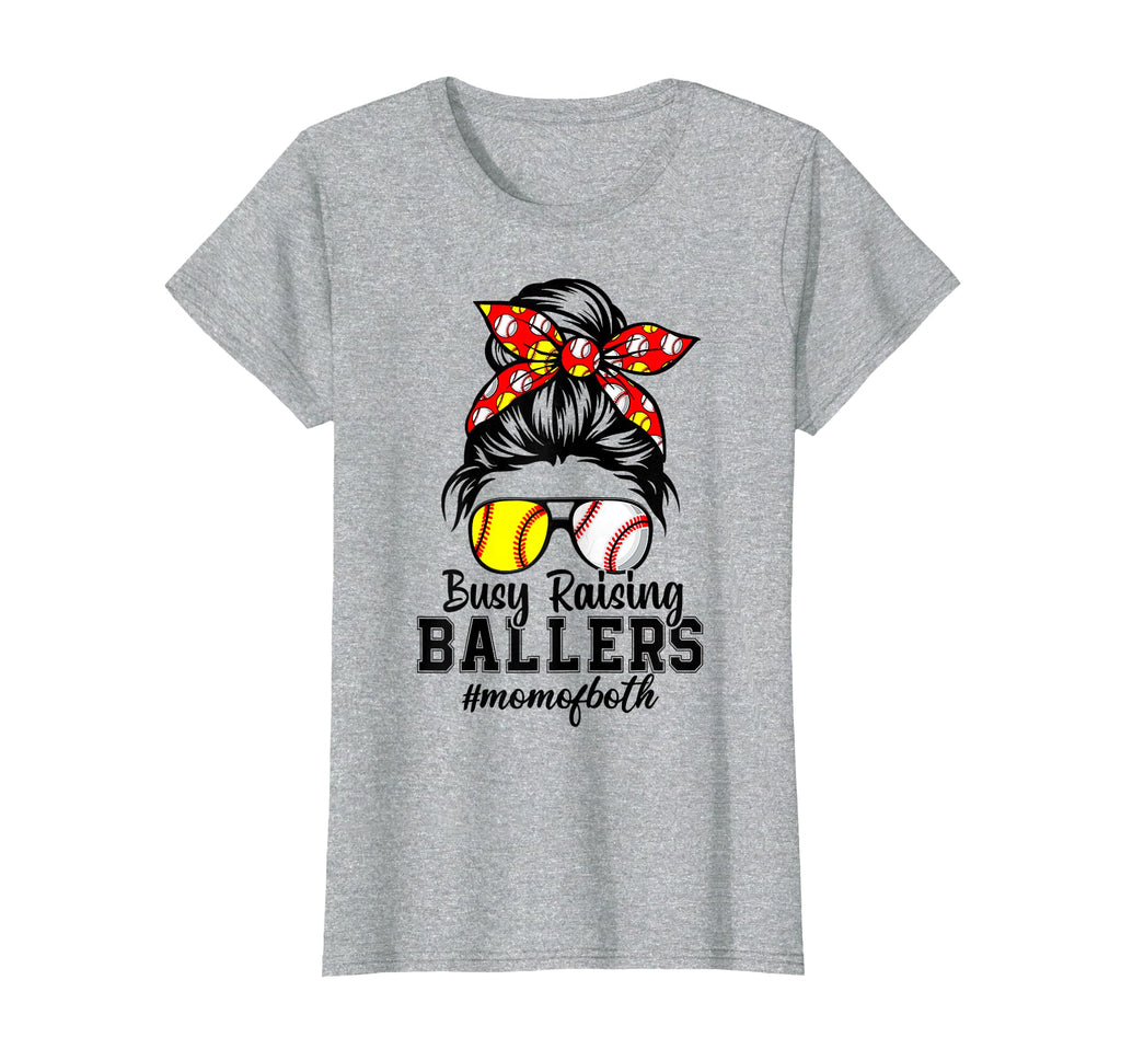 Womens Messy Bun Mom Both Baseball T-Shirt - Custom Art Print for Adults - T-Shirt, Sweatshirt, Hoodie