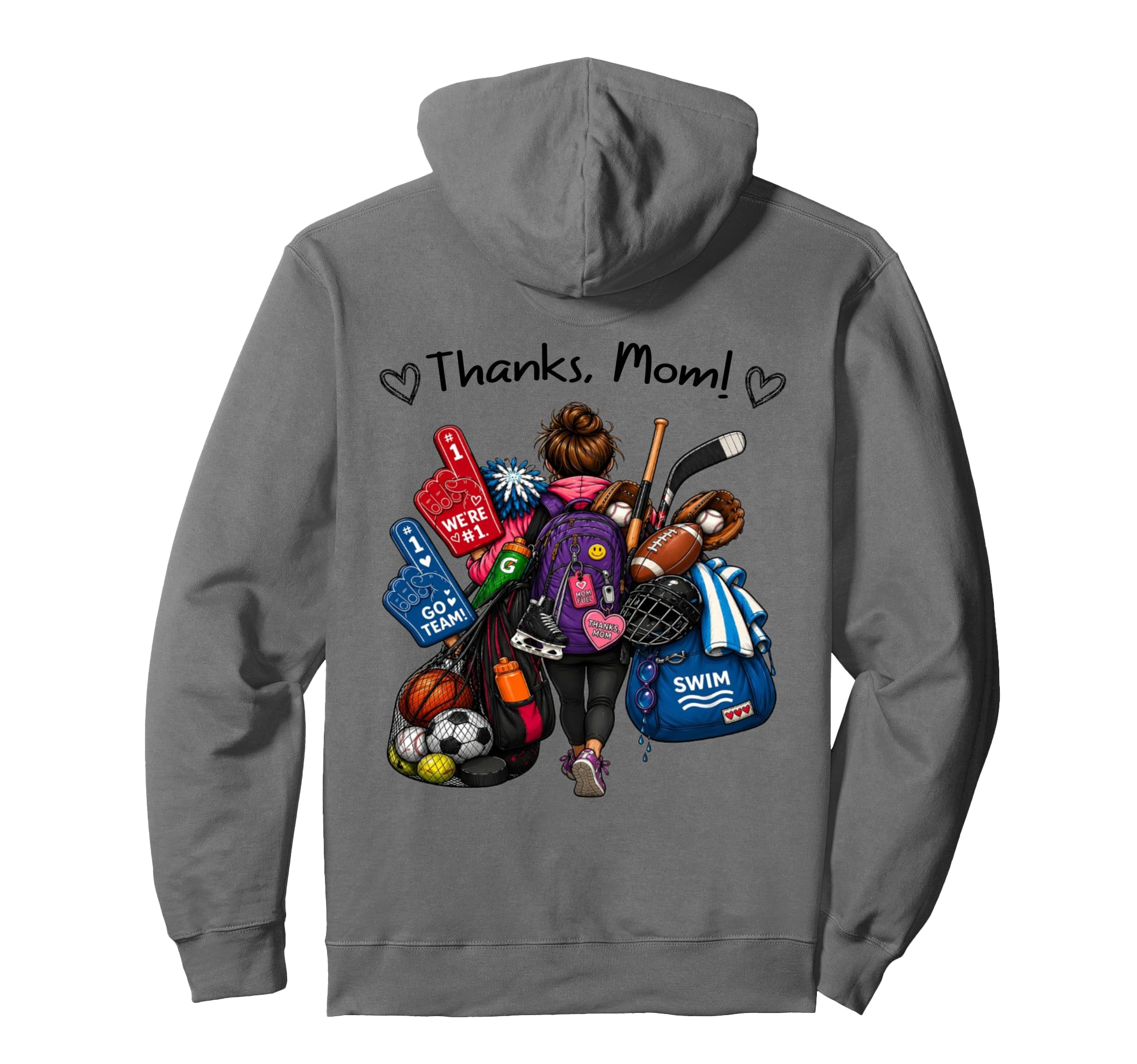 Mothers Day Thanks Mom Soccer Baseball Hoodie - Streetwear Style Men Women - T-Shirt, Sweatshirt, Hoodie