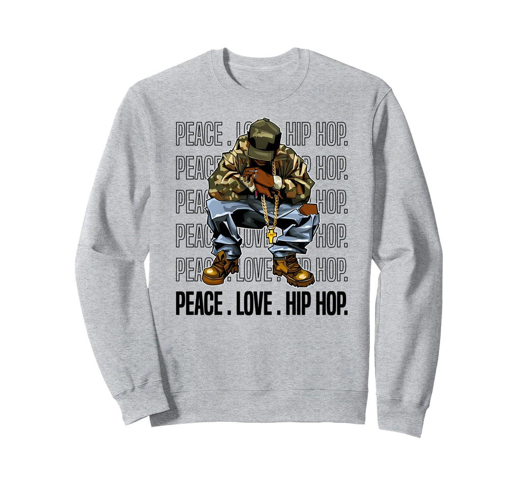 Peace Love Hip Hop Old School 90 Sweatshirt - Unique Graphic for Adults - T-Shirt, Sweatshirt, Hoodie