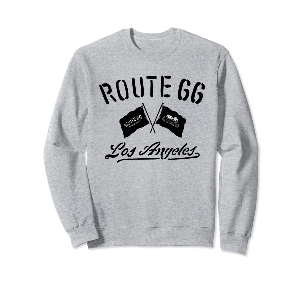 Route 66 Motorcycle Flags Los Sweatshirt - Casual Everyday Wear Unisex - T-Shirt, Sweatshirt, Hoodie