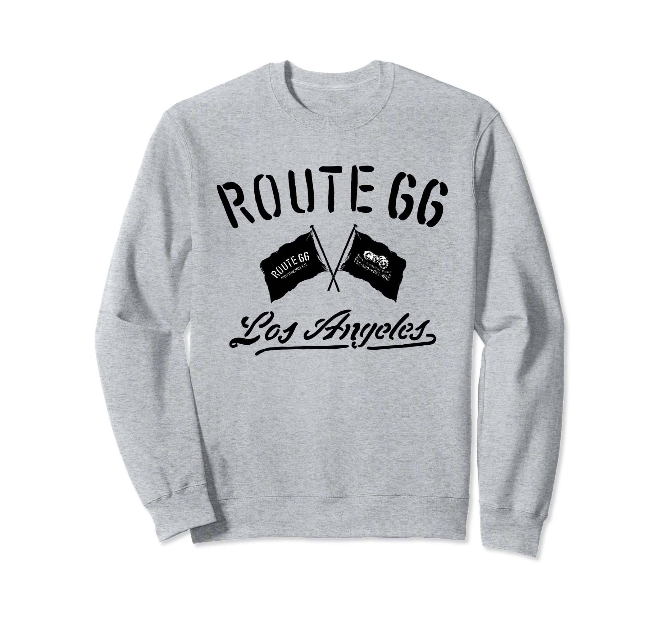 Route 66 Motorcycle Flags Los Sweatshirt - Casual Everyday Wear Unisex - T-Shirt, Sweatshirt, Hoodie