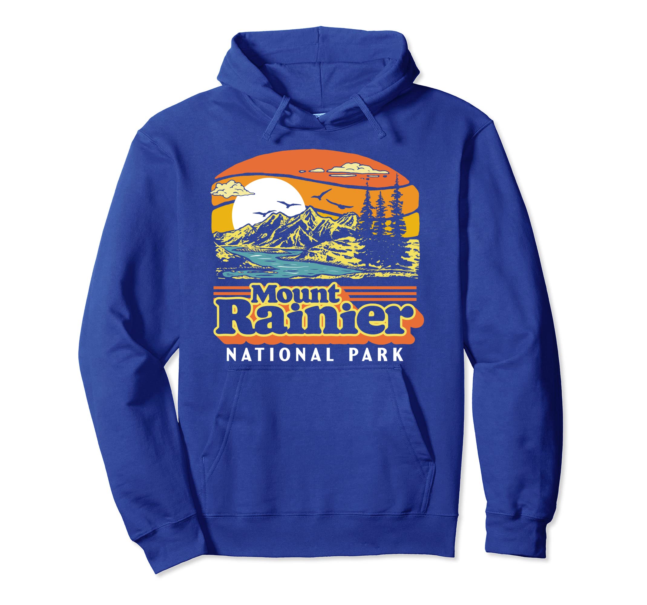 Mount Rainier National Park 80S Hoodie - Fun Novelty Design Men Women - T-Shirt, Sweatshirt, Hoodie
