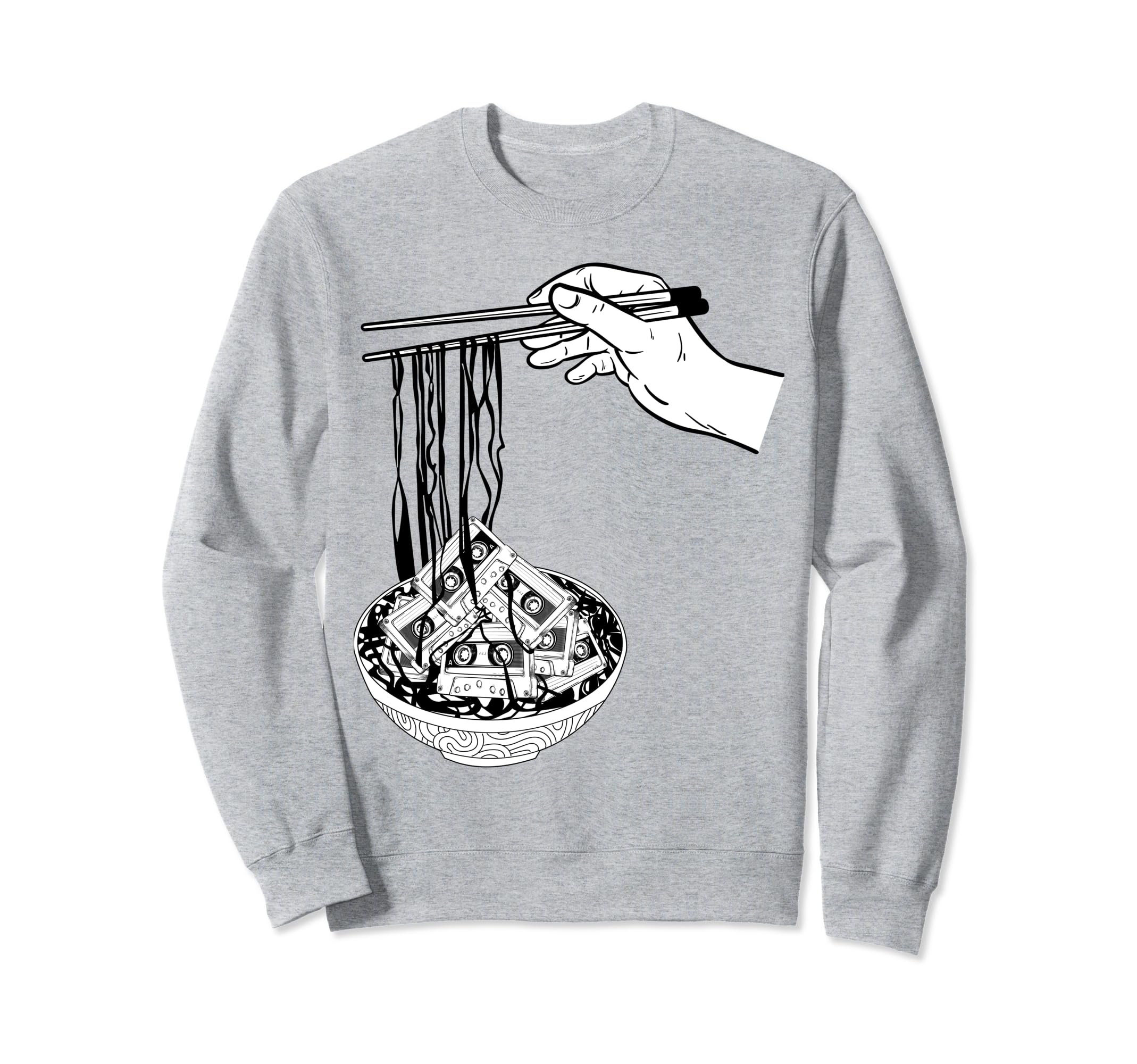 Chopsticks Hands Ramen Bowl Cassette T-Shirt - Minimalist Print Men Women - T-Shirt, Sweatshirt, Hoodie