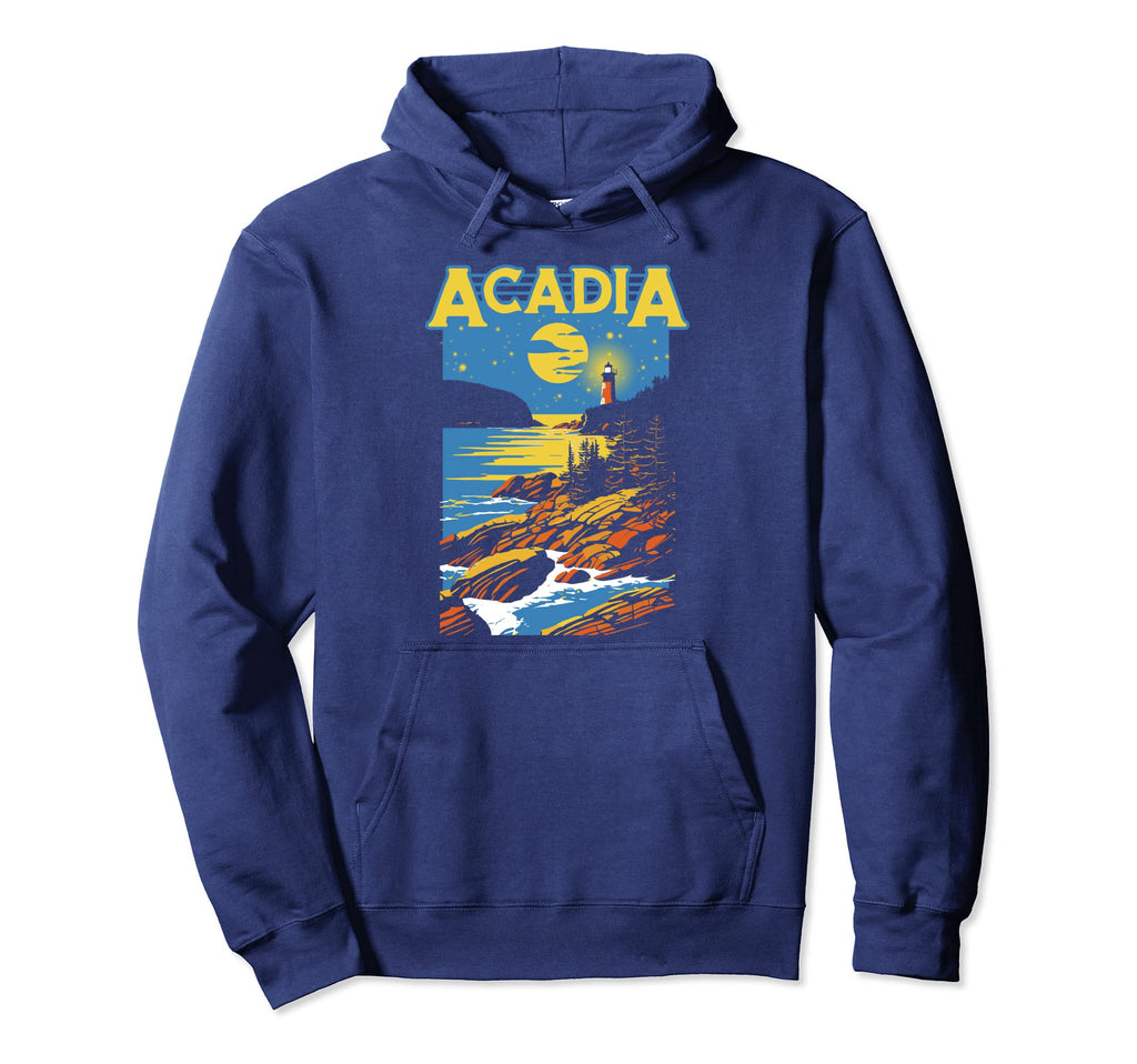 Acadia Nighttime Maine Lighthouse Artistic Hoodie - Unique Graphic Unisex - T-Shirt, Sweatshirt, Hoodie