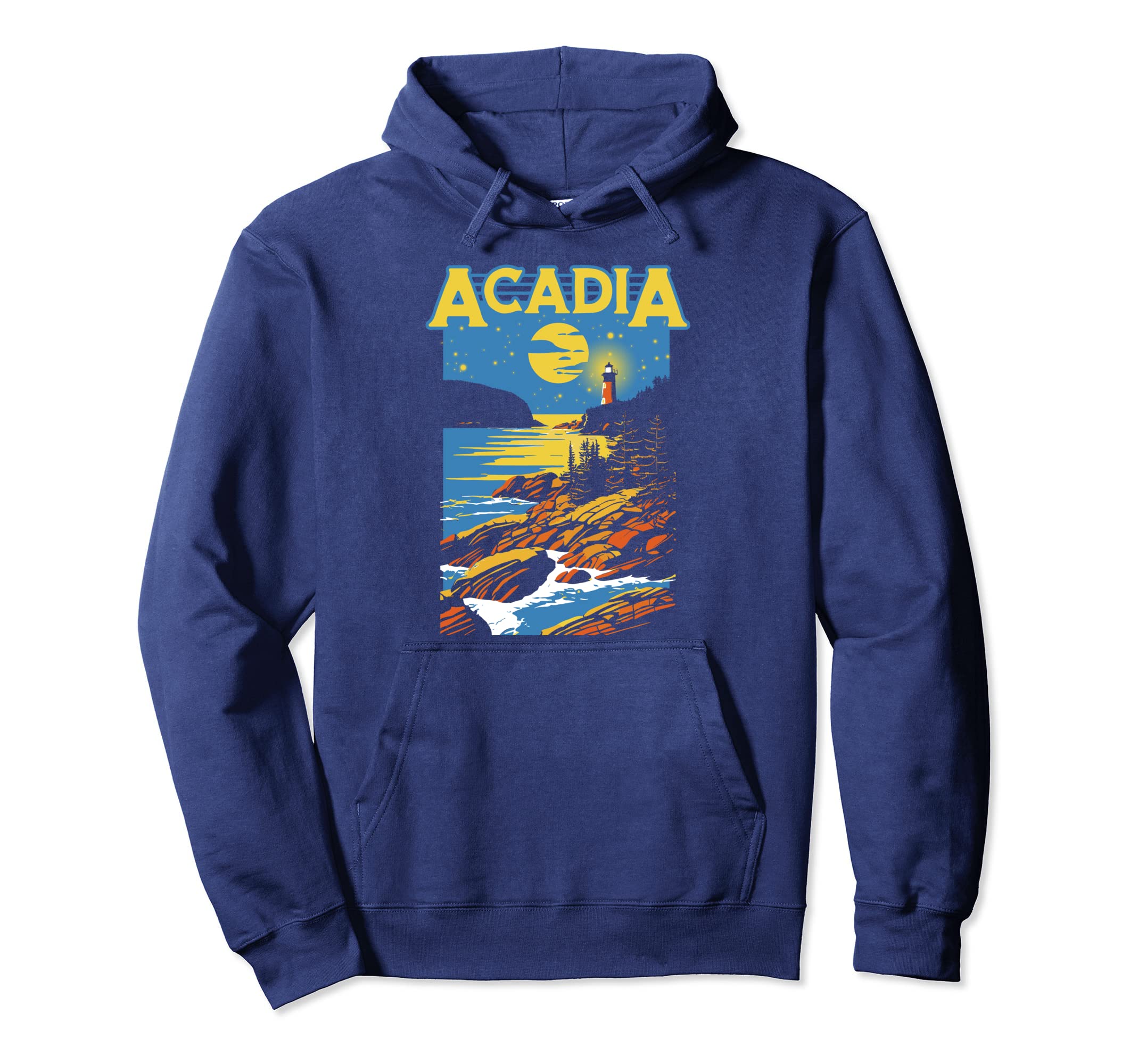 Acadia Nighttime Maine Lighthouse Artistic Hoodie - Unique Graphic Unisex - T-Shirt, Sweatshirt, Hoodie
