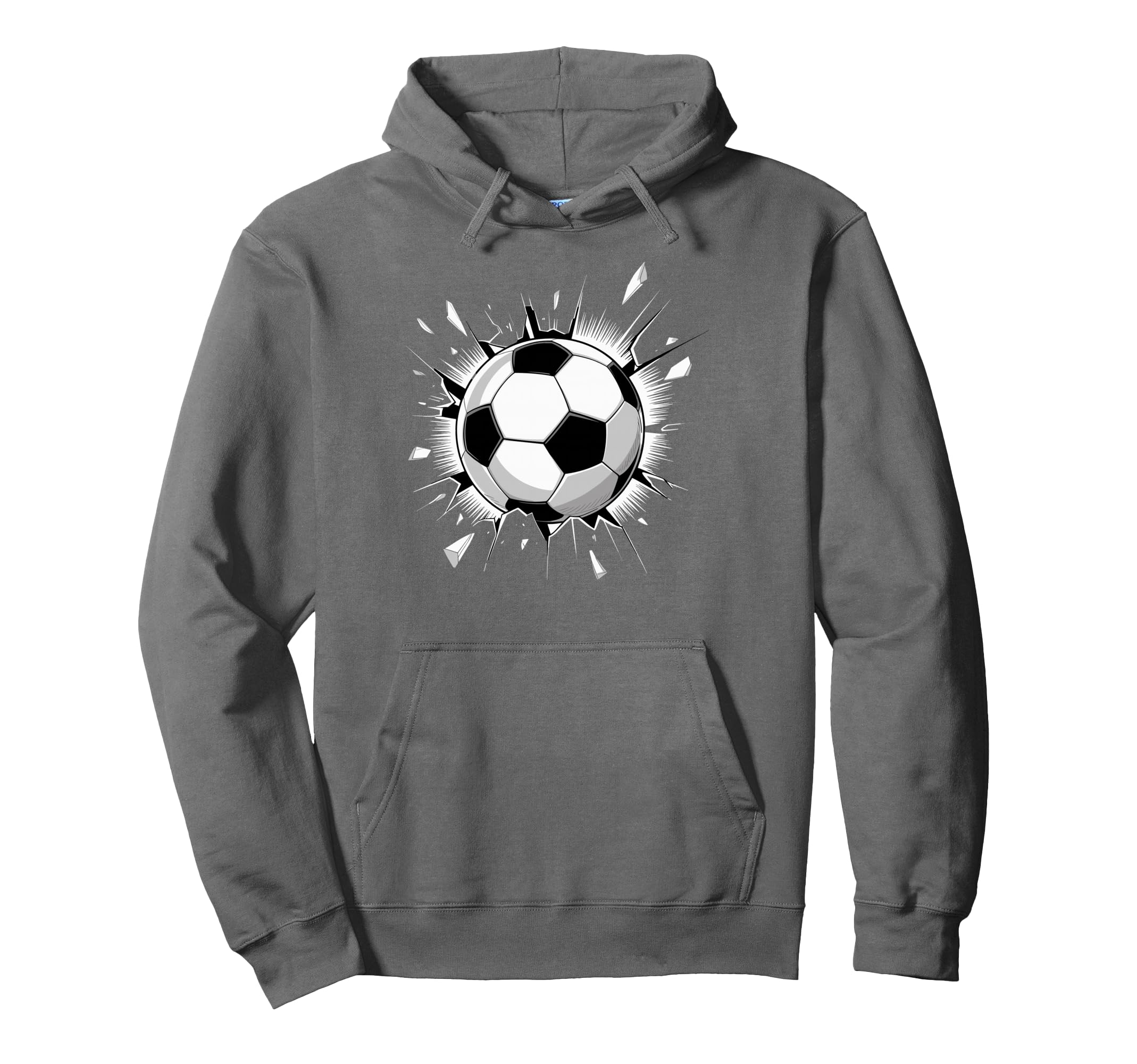 Soccer Ball Crashing Through Wall Hoodie - Custom Art Print for Adults - T-Shirt, Sweatshirt, Hoodie