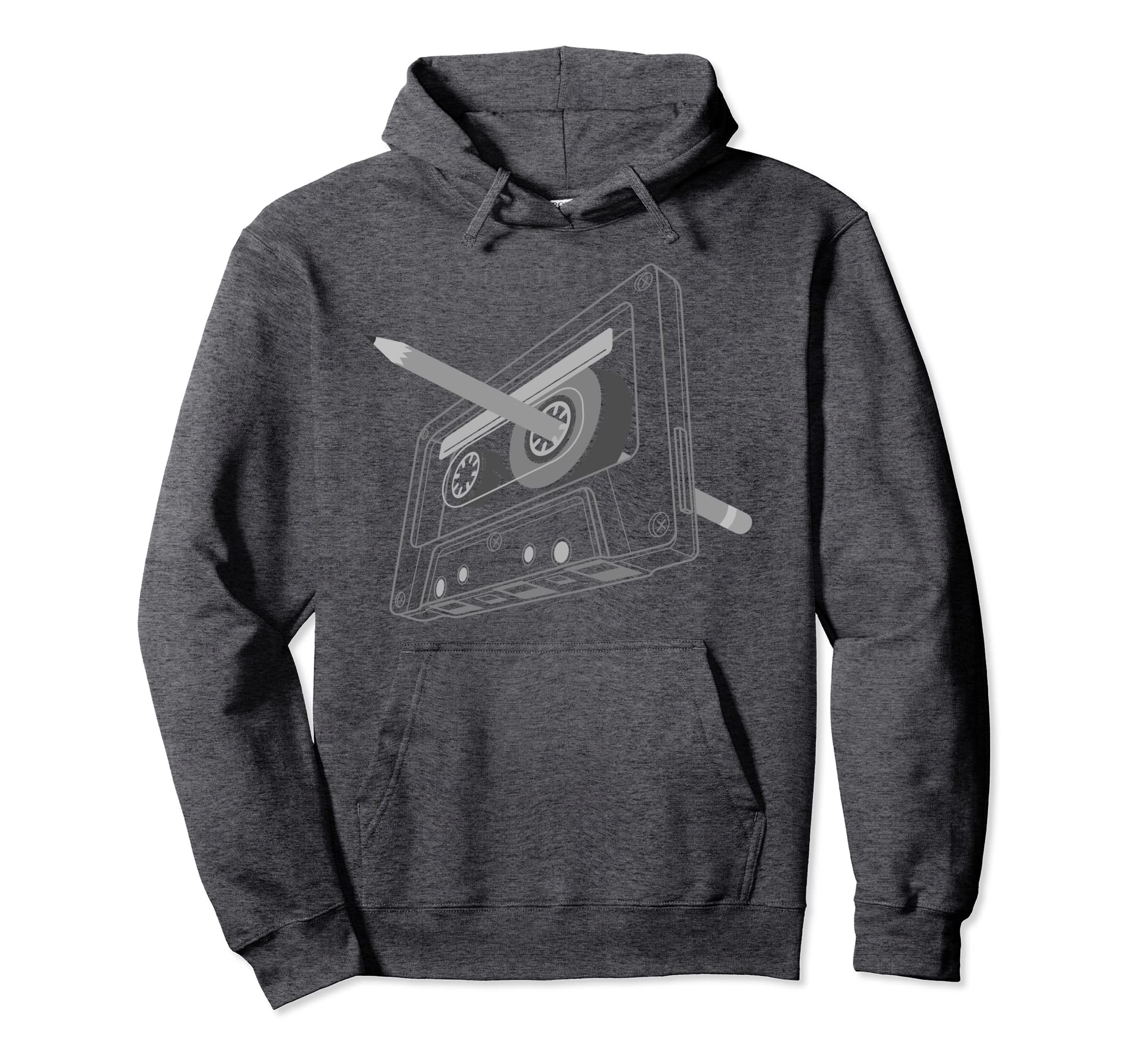 Rewind Funny 80S 90S Cassette Pencil Gift Hoodie - Trendy Graphic Unisex - T-Shirt, Sweatshirt, Hoodie