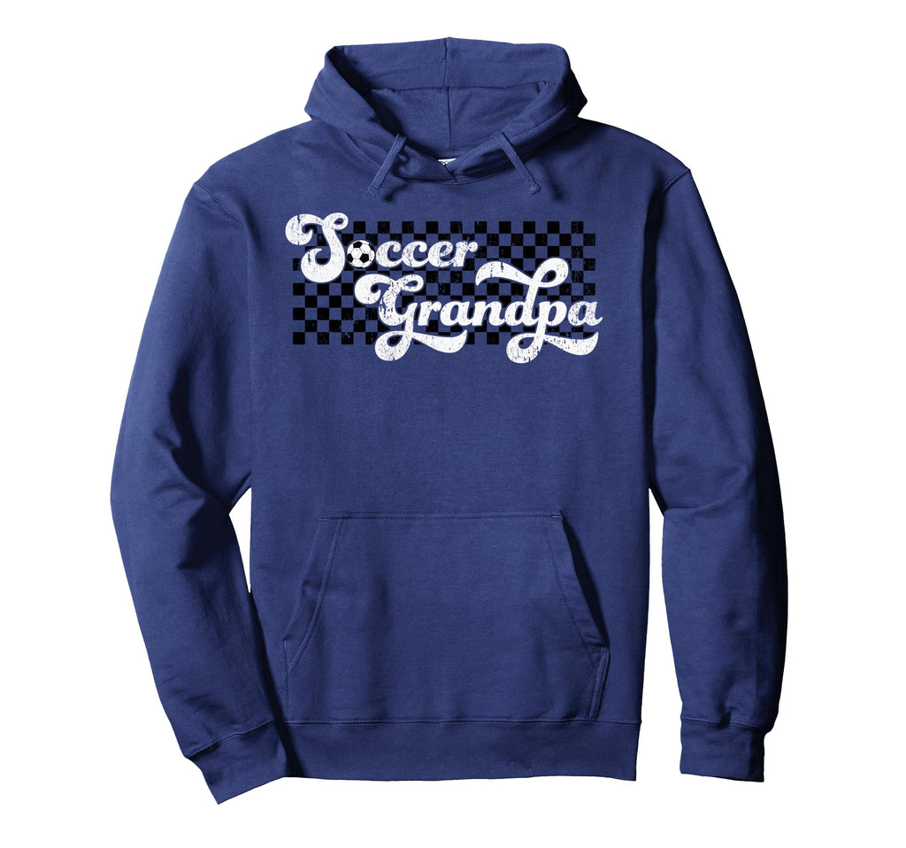 Soccer Grandpa Grandfather Checkered Hoodie - Unique Graphic Men Women - T-Shirt, Sweatshirt, Hoodie