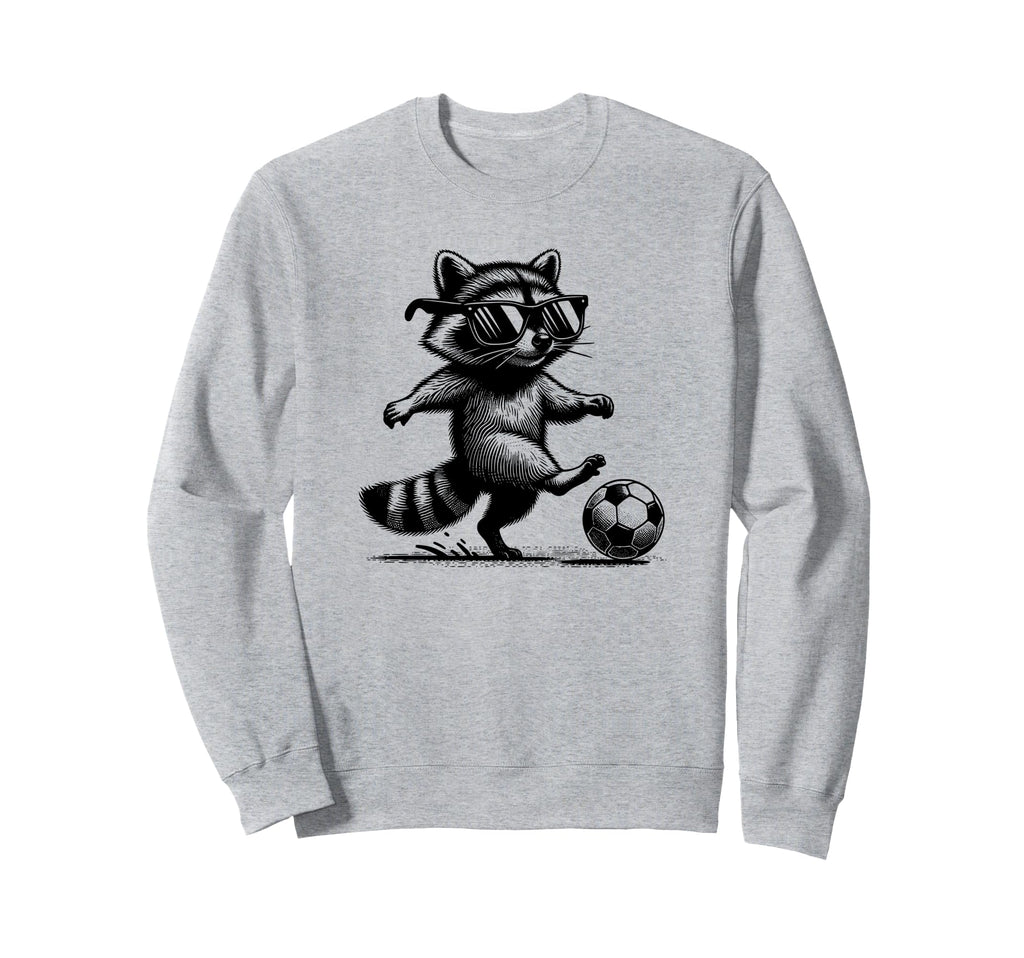 Raccoon Playing Soccer Funny Sports Sweatshirt - Novelty Apparel Men Women - T-Shirt, Sweatshirt, Hoodie