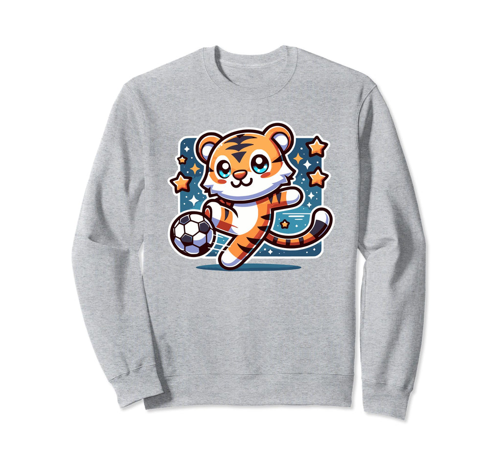 Tiger Soccer Player Kicking Soccer Ball Sweatshirt - Graphic Print Unisex - T-Shirt, Sweatshirt, Hoodie
