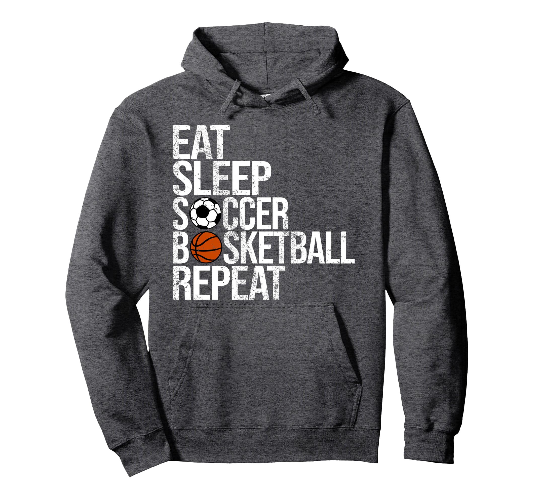 Eat Sleep Soccer Basketball Repeat Hoodie - Aesthetic Graphic for Adults - T-Shirt, Sweatshirt, Hoodie