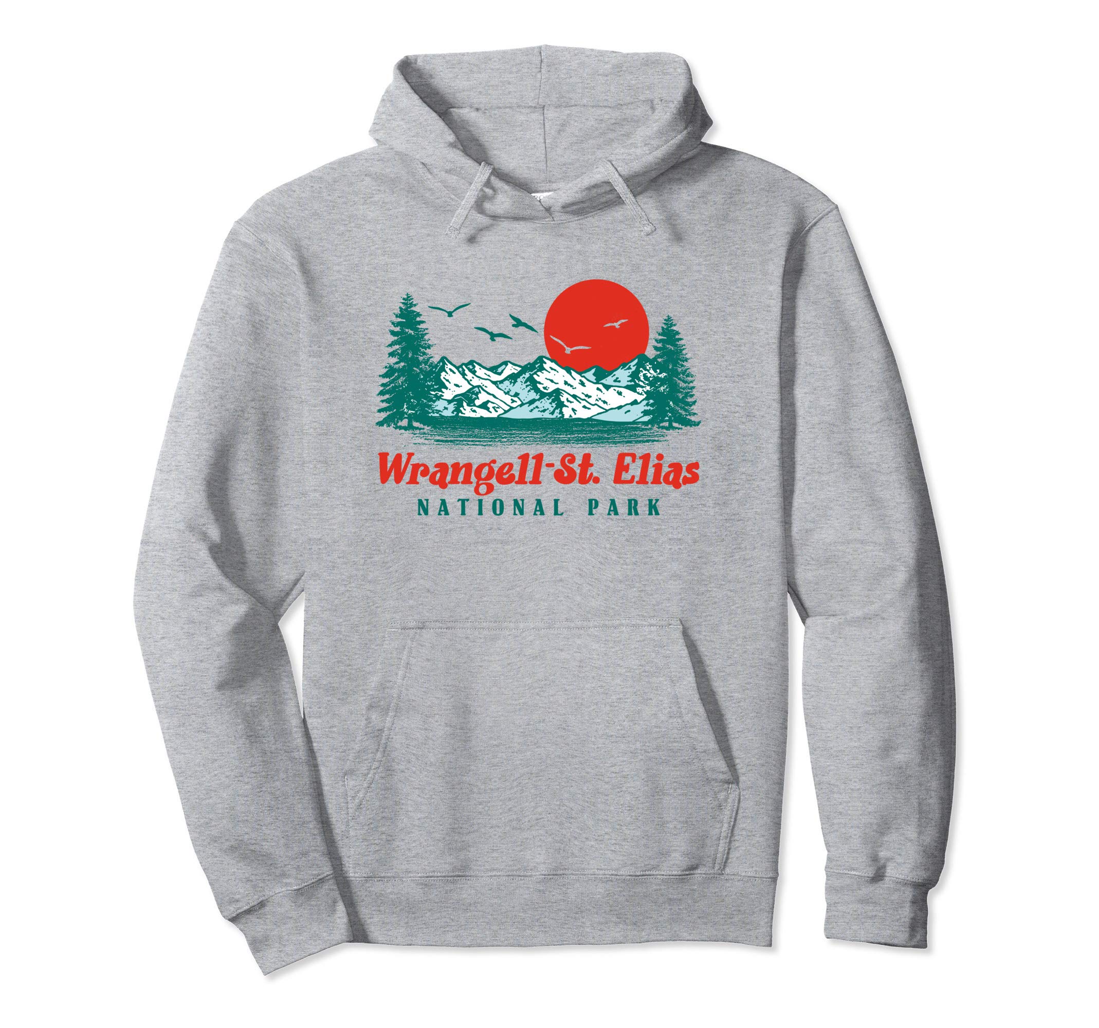 Wrangell St Elias Mountain Trees Sun Hoodie - Aesthetic Graphic Men Women - T-Shirt, Sweatshirt, Hoodie