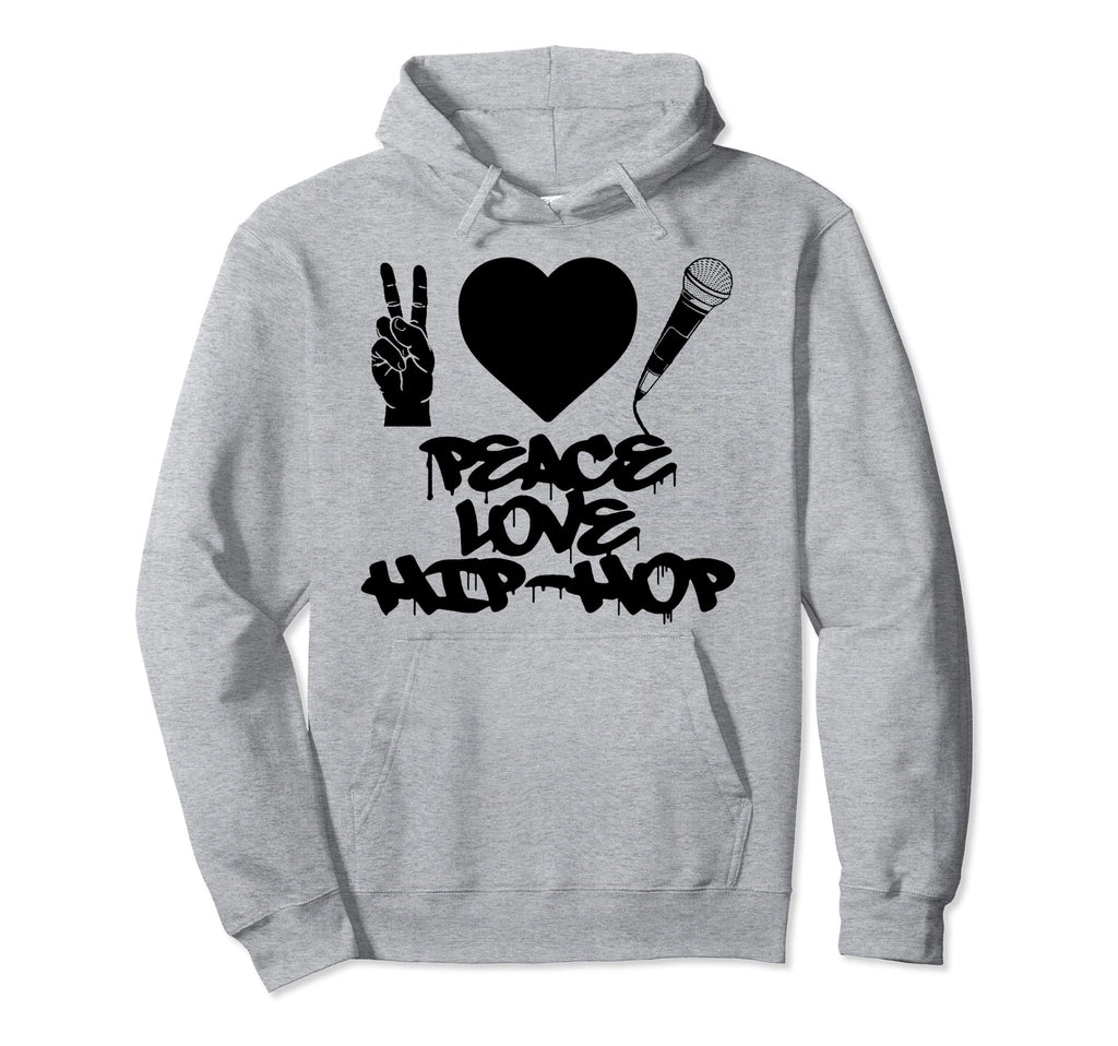 Peace Love Hip Hop Old School Rap Mic Hoodie - Minimalist Print Men Women - T-Shirt, Sweatshirt, Hoodie