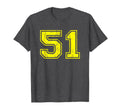 Number 51 Varsity Distressed Sport Team T-Shirt - Unique Graphic Men Women - T-Shirt, Sweatshirt, Hoodie