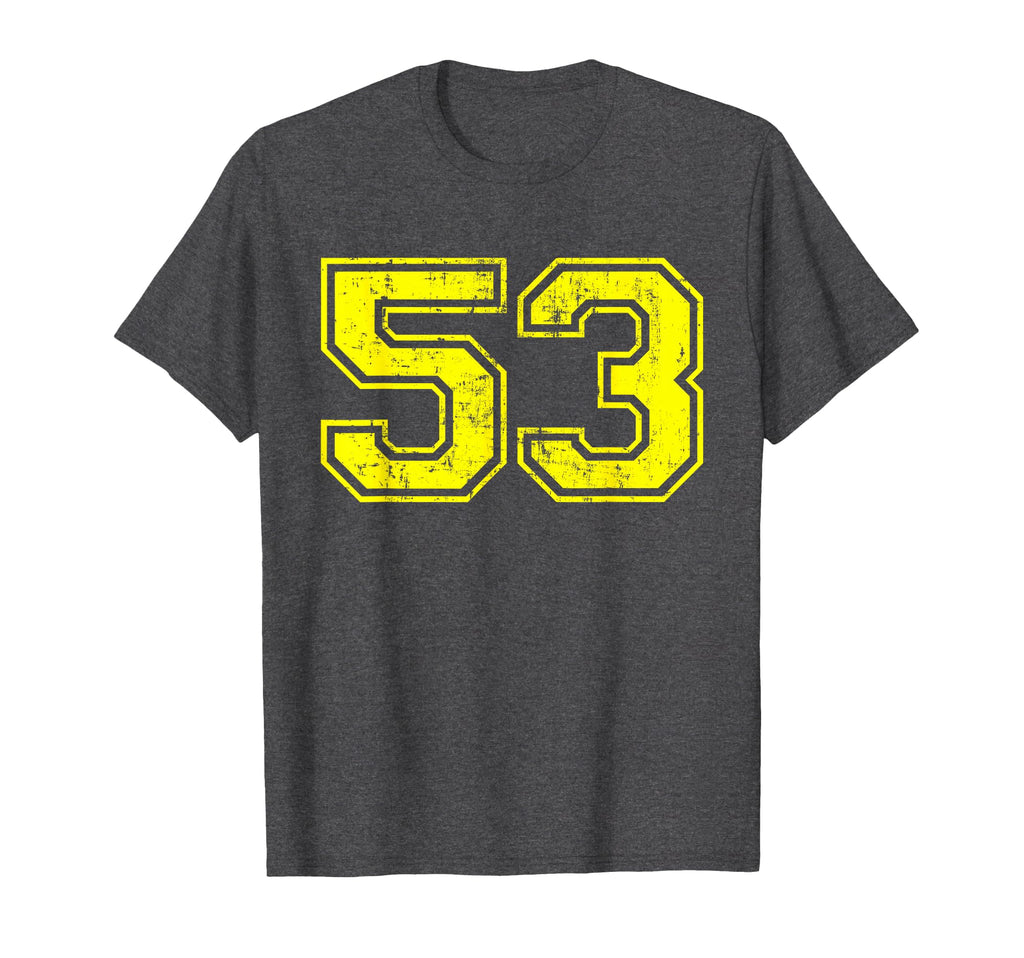 Number 53 Varsity Distressed Sport Team T-Shirt - Trendy Graphic Men Women - T-Shirt, Sweatshirt, Hoodie