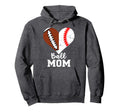 Ball Mom Heart Funny Football Baseball Hoodie - Unique Graphic Men Women - T-Shirt, Sweatshirt, Hoodie