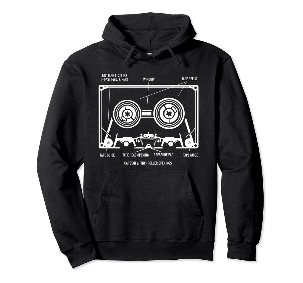 Mixtape Diagram Cassette Tape Hoodie - Casual Everyday Wear for Adults - T-Shirt, Sweatshirt, Hoodie