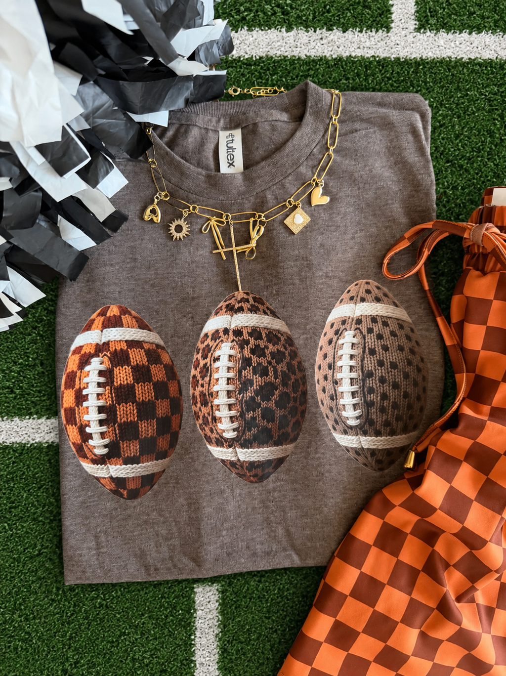 Faux Yarn Footballs - Adult & Kids T-Shirts, Sweatshirts & Hoodies apparel design preview 1