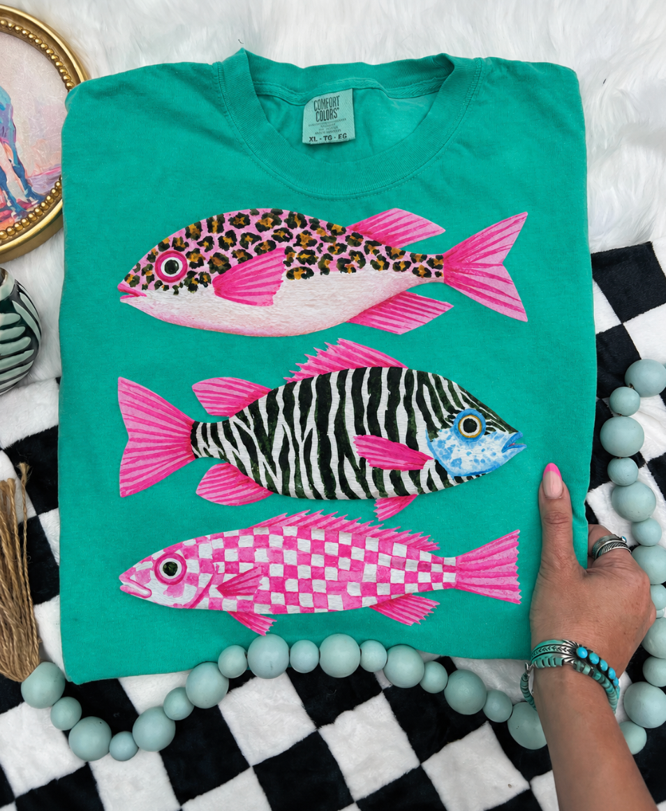 Preppy Tropical Fish Comfort Color Island Green - Adult & Kids T-Shirts, Sweatshirts & Hoodies apparel design preview 1