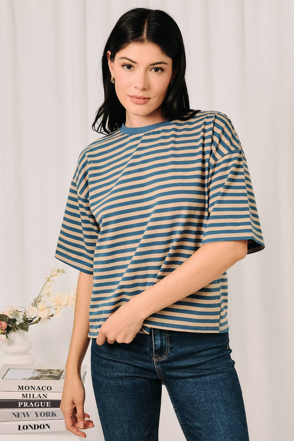 Striped Boxy Oversized Cutout Open Tie Back - Adult & Kids T-Shirts, Sweatshirts & Hoodies apparel design preview 1